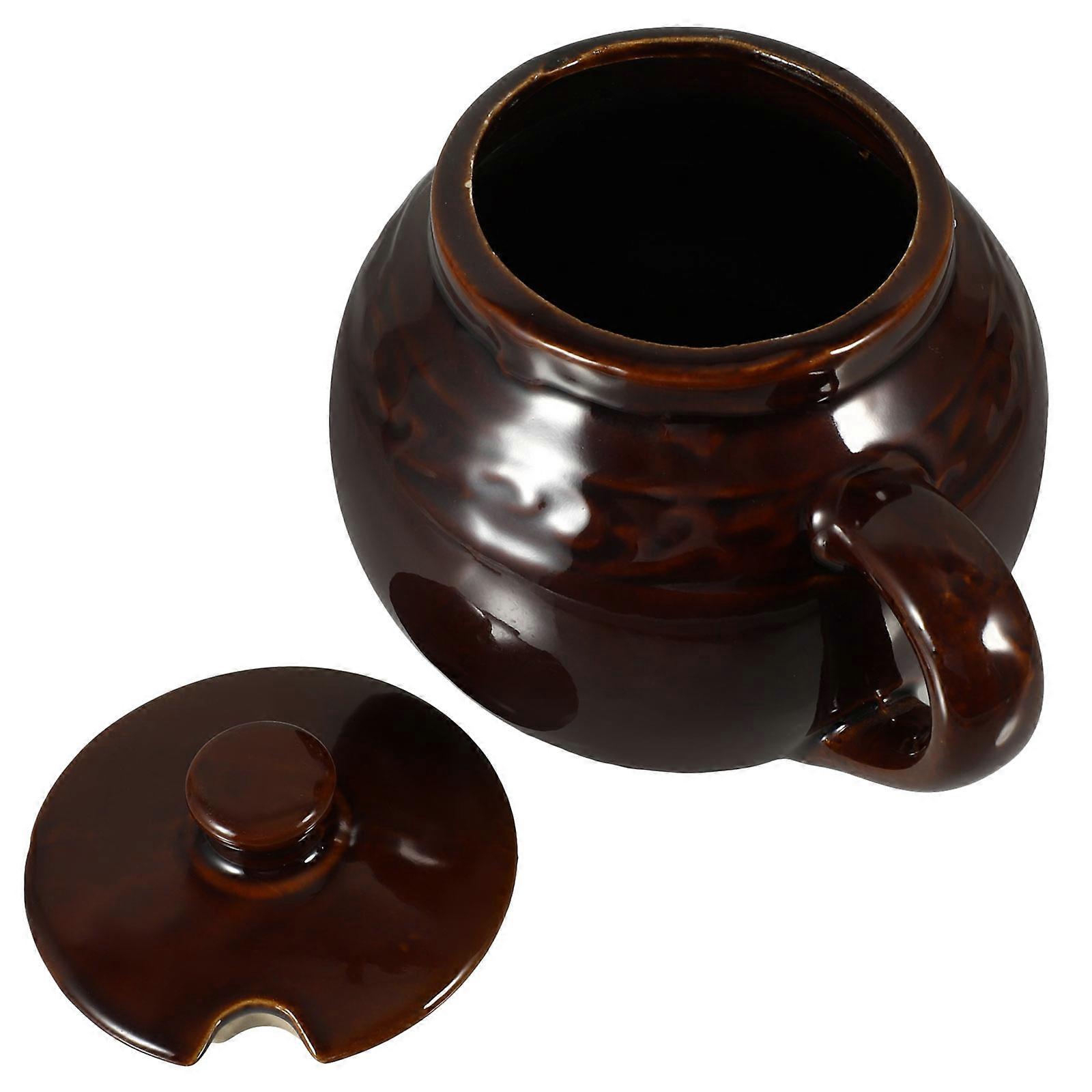 Food Storage Jar for Storage Use Ceramic Container Brown