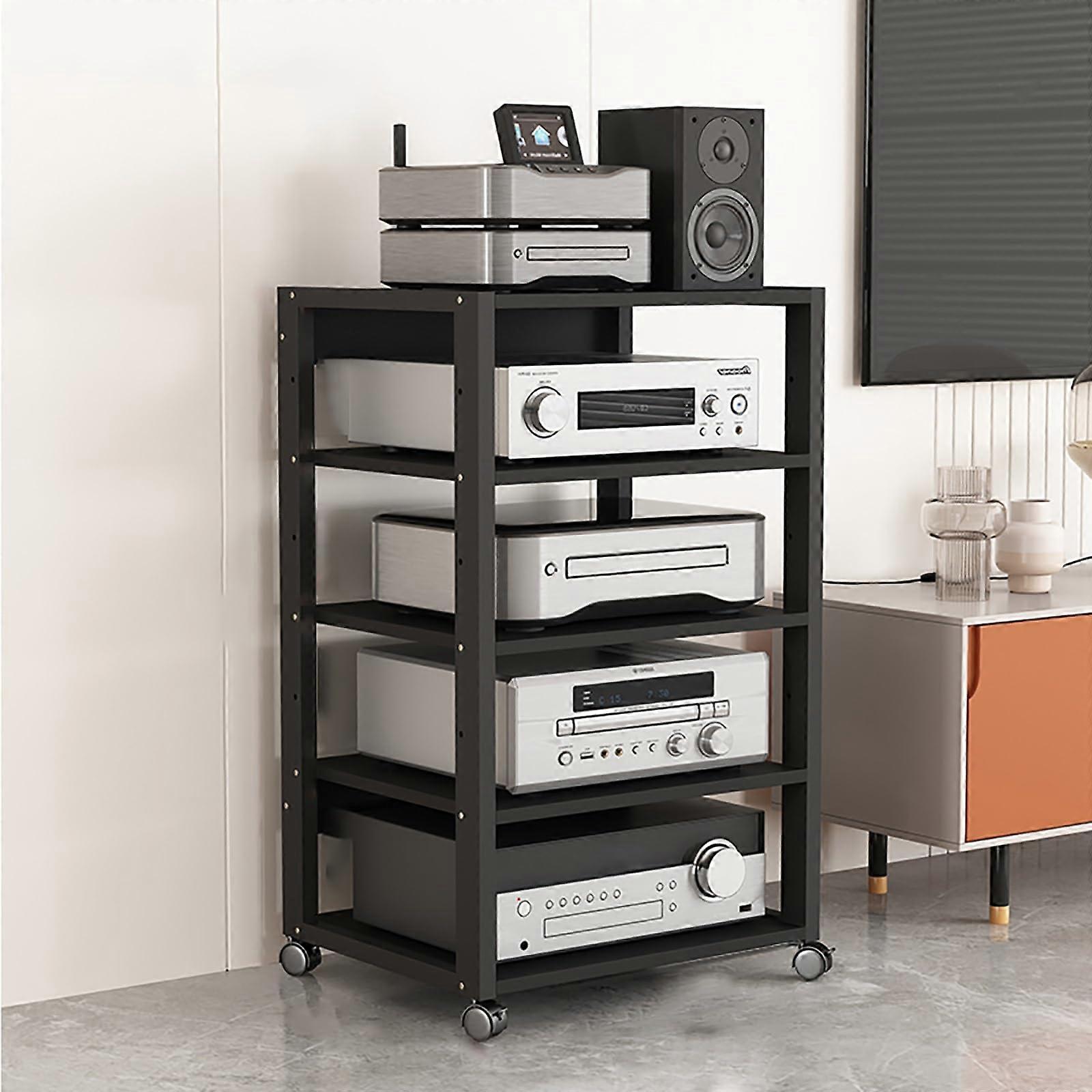Media Stand Turntable Holder, Record Player Shelf, AV Media Console, 50.1x40x90 cm, MidCentury Modern Corner Audio Rack