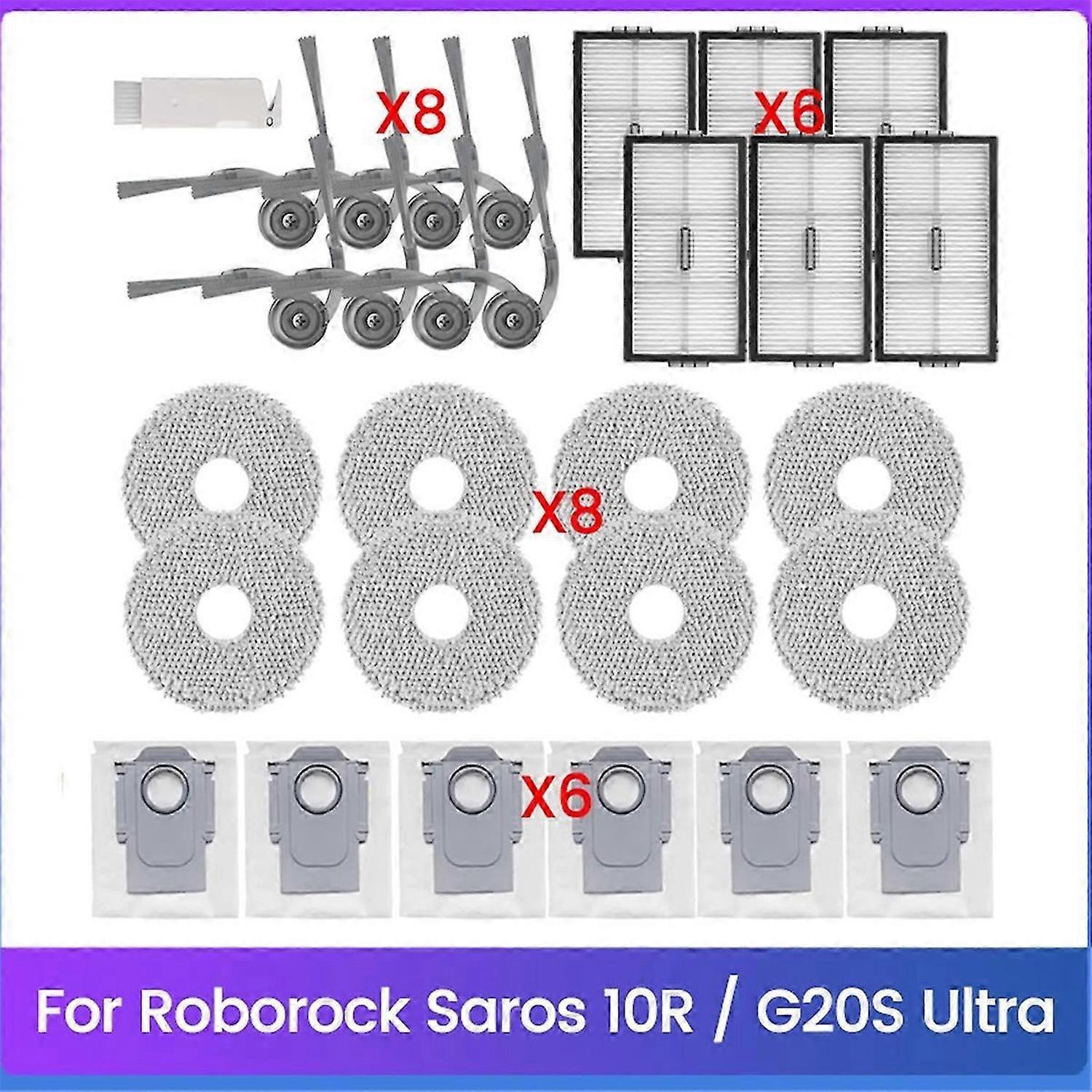29PCS for Roborock Saros 10R / G20S Ultra Vacuum Cleaner Replacement Parts Side Brushes HEPA Filters