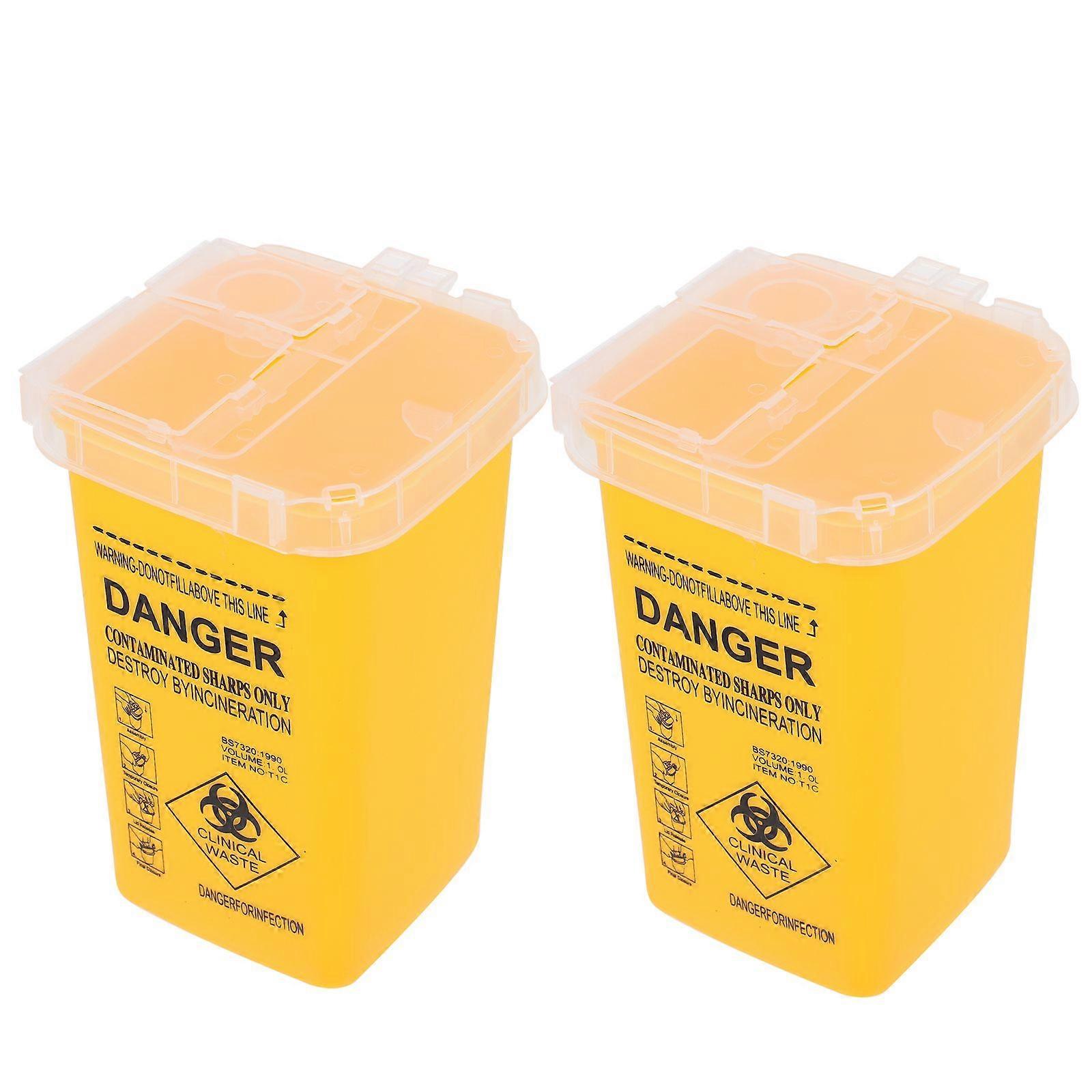 2Pcs Multi-function Sharps Buckets Plastic Disposal Containers Thickened Disposal Boxes