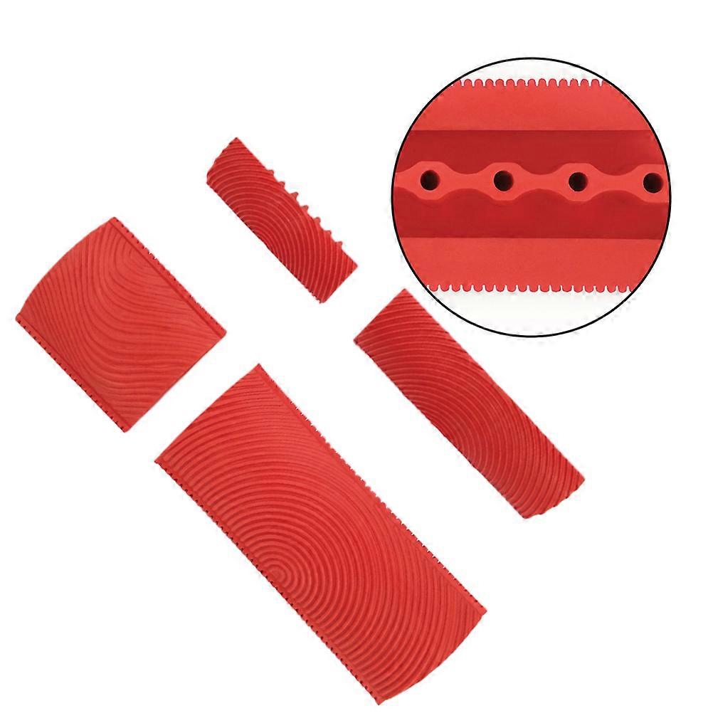 DIY Wood Grain Tool Imitates Wood Grain Roller Red For Home Decoration Simple And Practical Design 4Pcs
