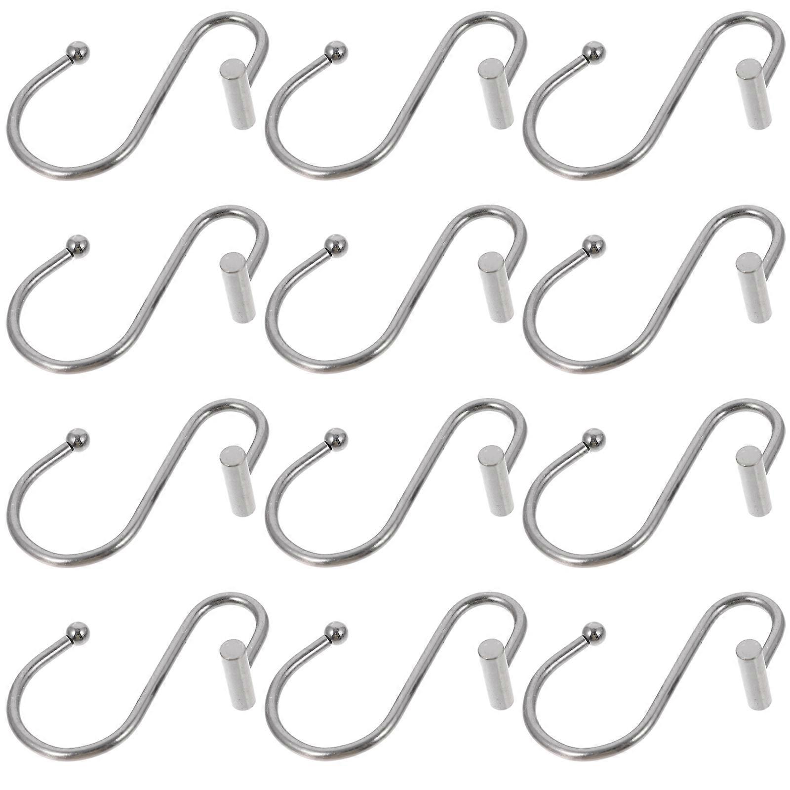 Iron Curtain Hook Round Column for Bathroom 12Pcs Hooks