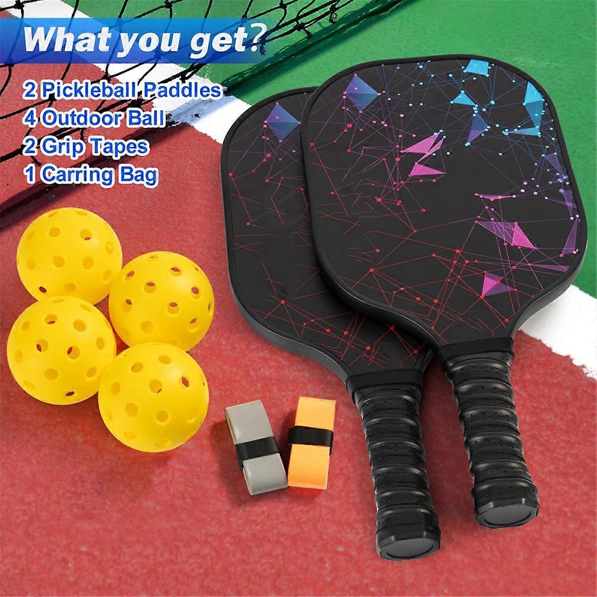 Pickleball Paddle,Fiberglass Pickleball Set with 2 Pickleball Paddles