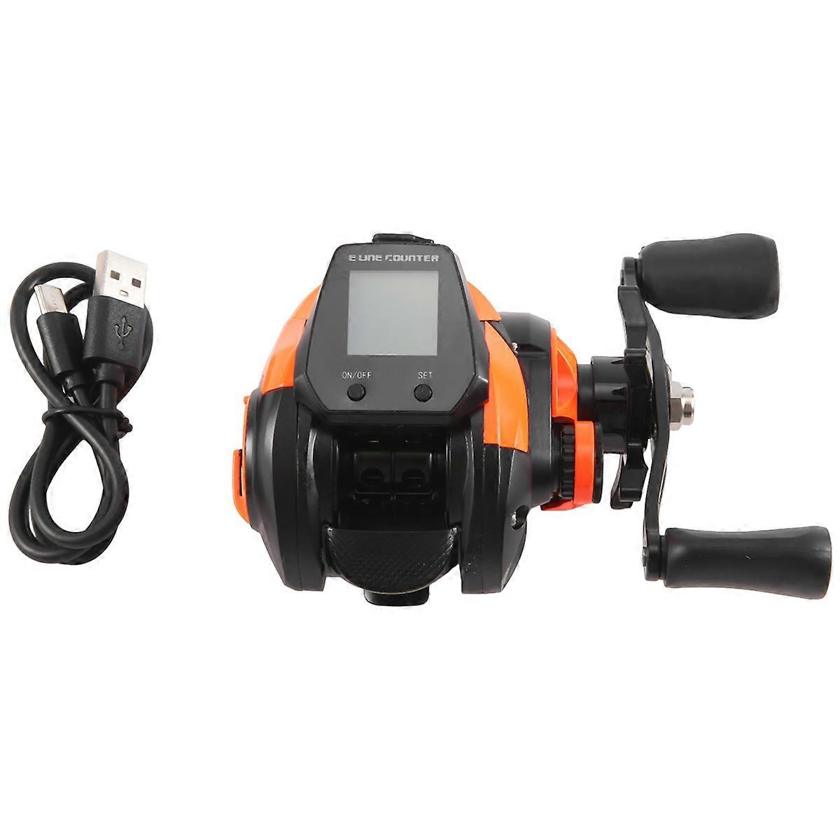 Electronic Baitcasting Fishing Reel Led Screen Orange Right