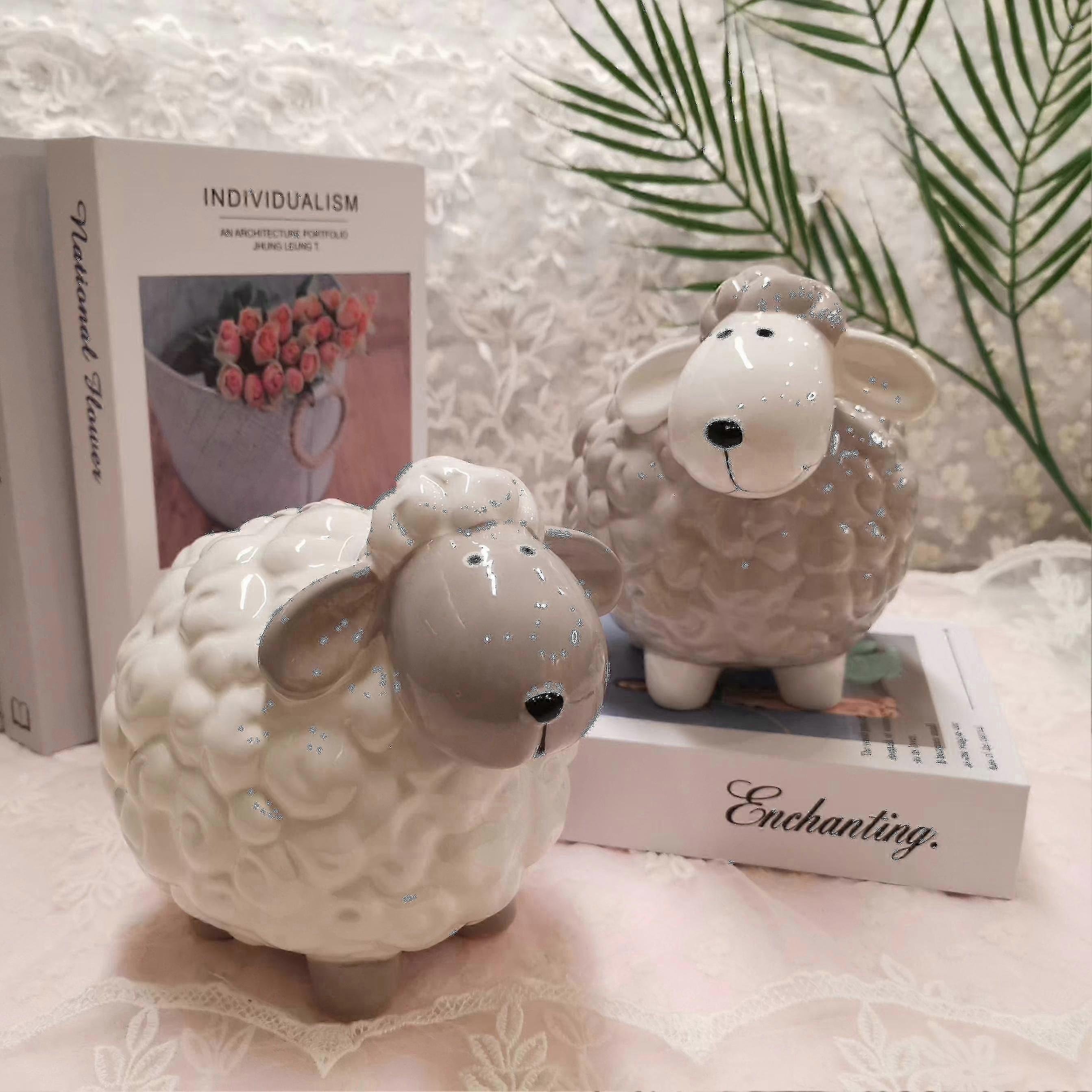 Κεραμικό κουτί χρημάτων προβάτων Χαριτωμένο κουτί χρημάτων προβάτων Παραλλαγή Money Box Desktop Διακόσμηση [PB]