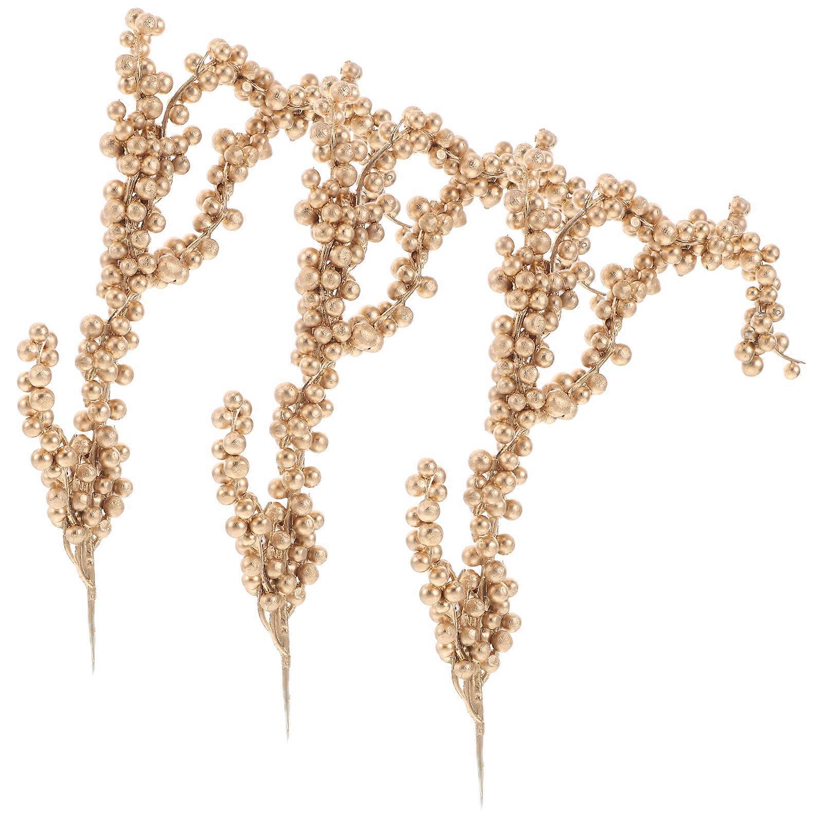 Simulated Berry Branches 24Pcs Homeowners Must-Have For Christmas Events With Elegant Golden Color And Simple Design