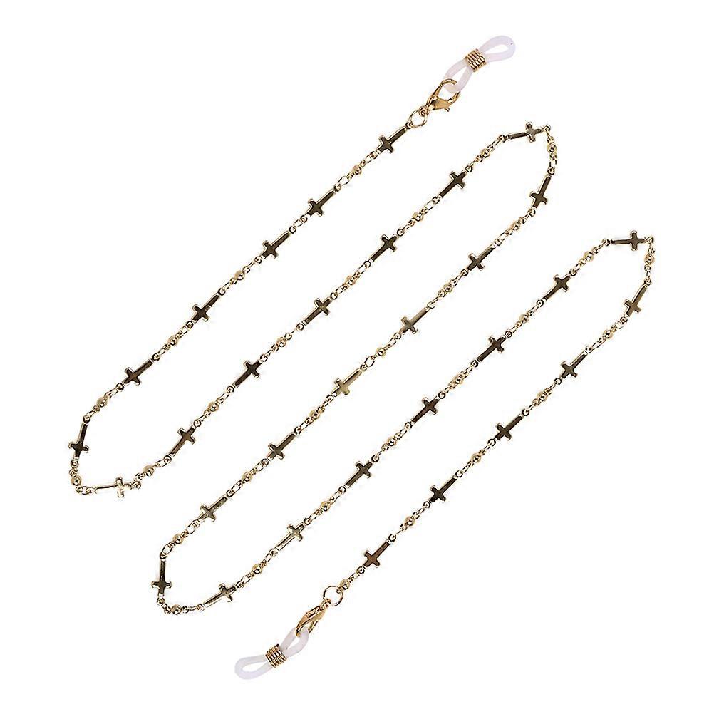 Anti-Slip Glasses Chain Cross Eyewear Chain for Glasses Use 1Pcs Golden Metal
