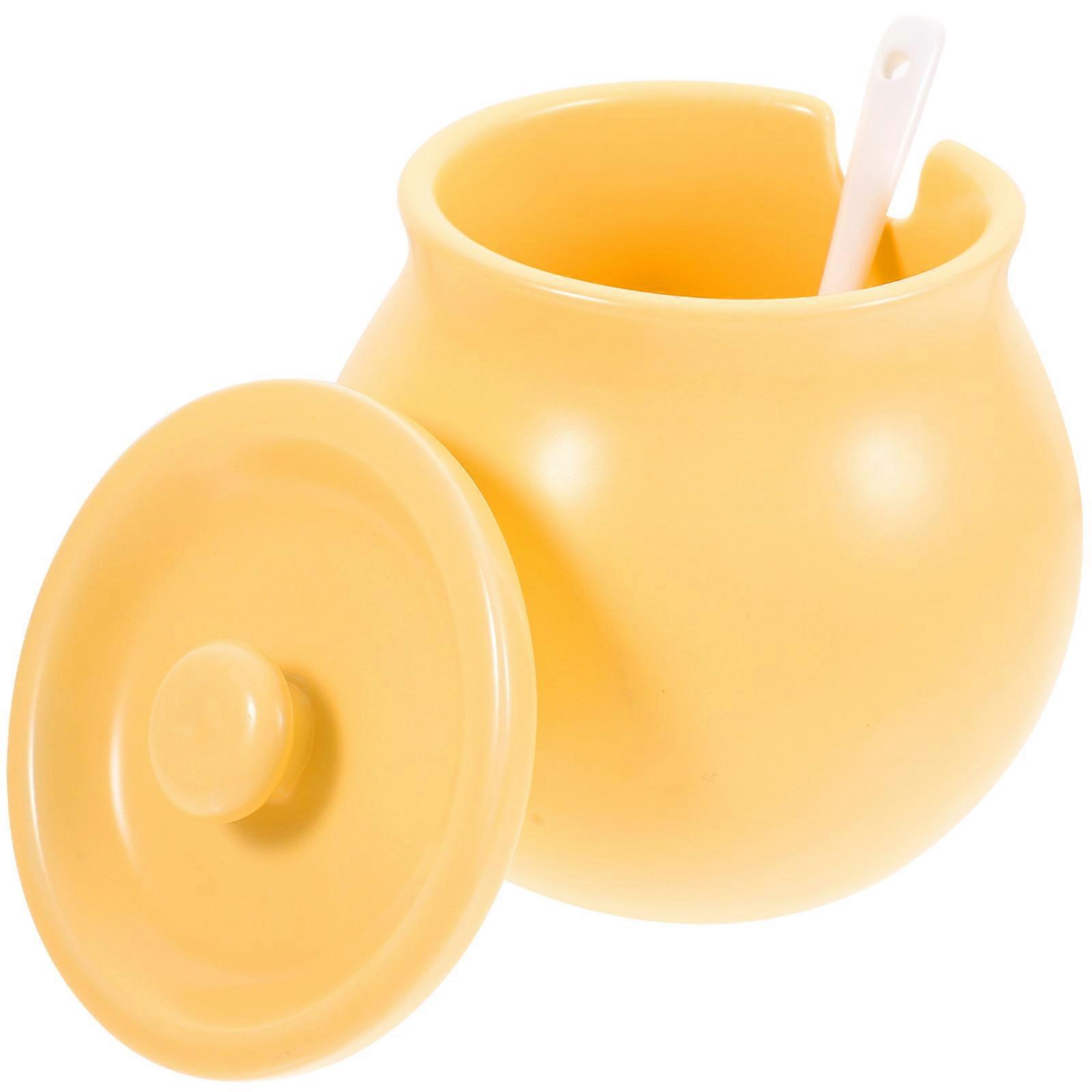 Condiments Containers 3Sets Unique Shape Spice Holder For Home Kitchen Elegant Yellow Storage 400ml