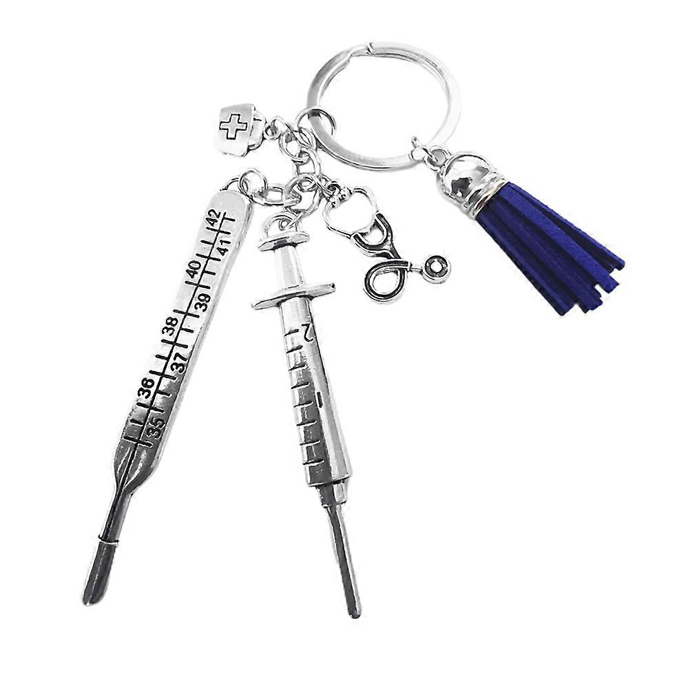 Thermometer Keychain Decorative Pendant for Decor 3Pcs DIY Tassel Silver