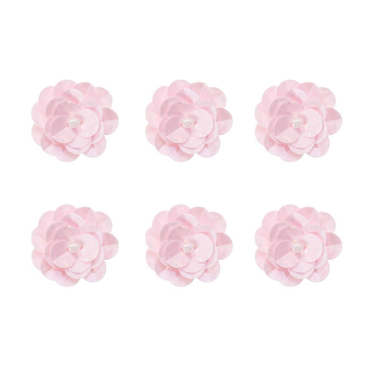 Pink Flower Sequins Sew on Applique Patch for Decorating 18Pcs