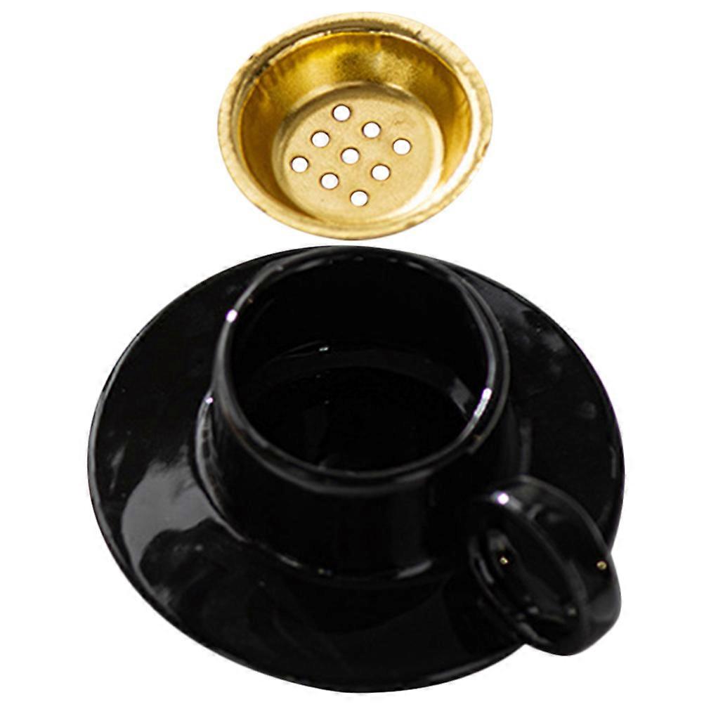 Black Ceramic Incense Cone Burner for Household Aromatherapy 5Pcs