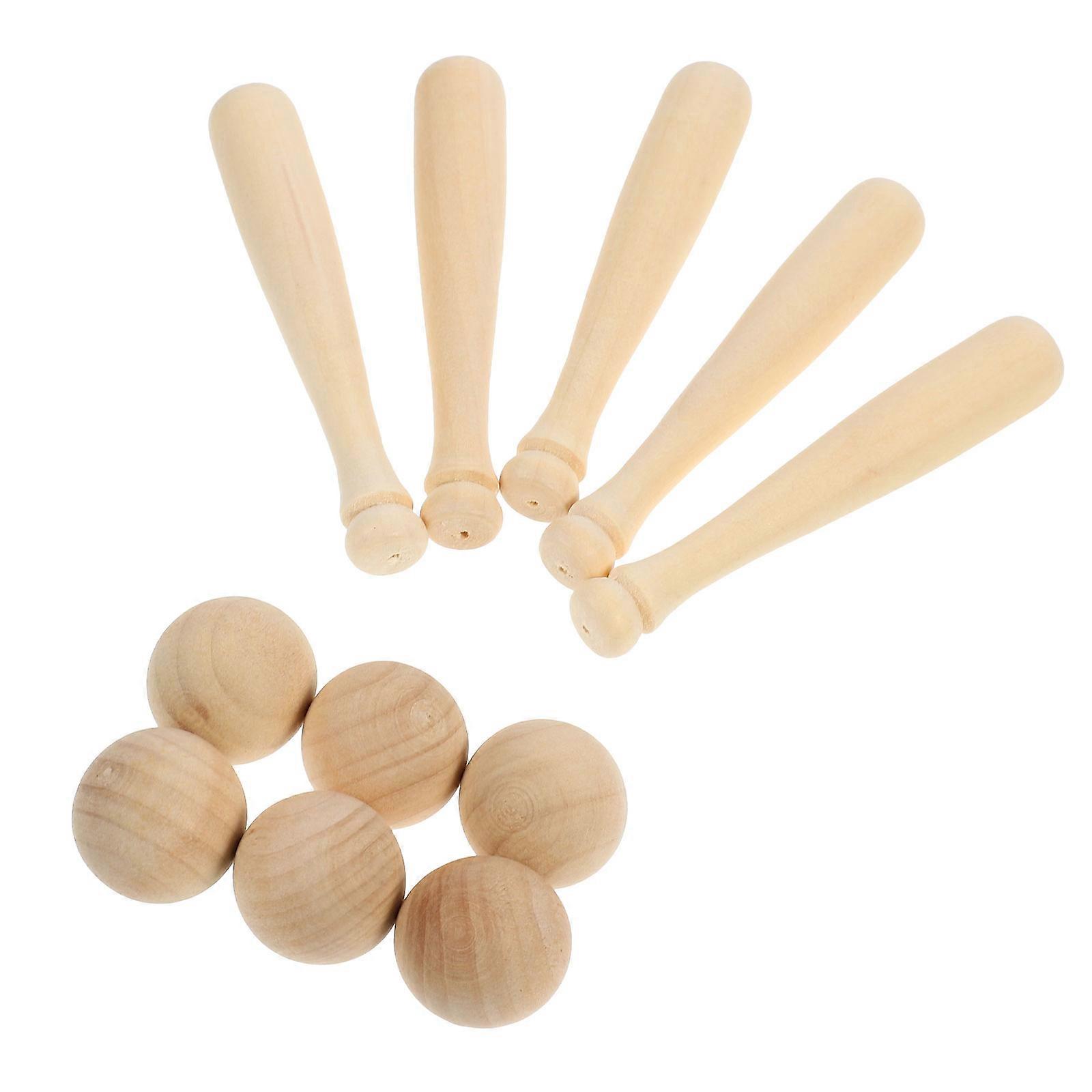 Unfinished Wood Craft for DIY with 90Pcs Mini Baseballs and Wood Bats