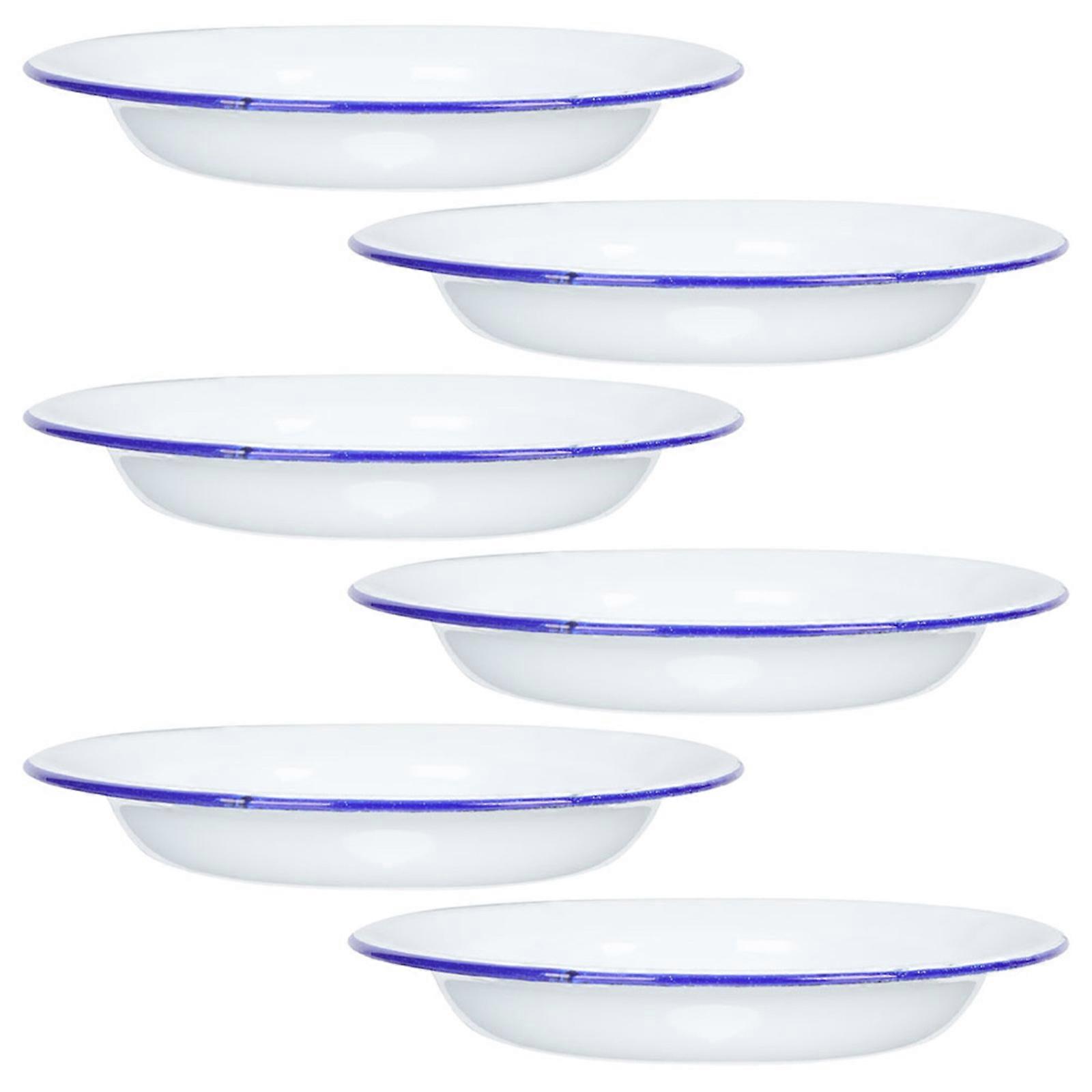 Multifunctional Vintage Enamelware Serving Dishes 24Pcs Shallow Round Plates For Casual Dining Camping