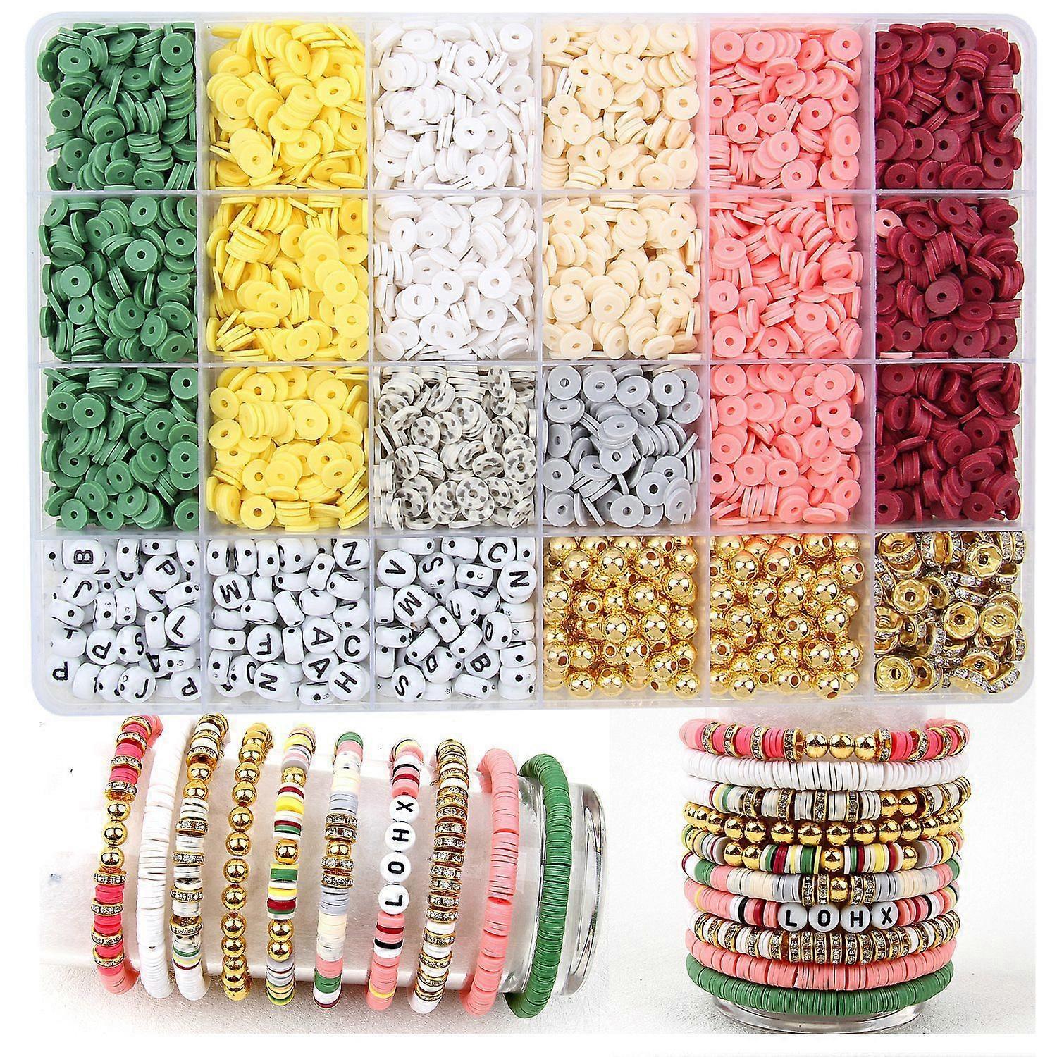 Bracelet Making Kit with 6mm Polymer Clay Beads #01