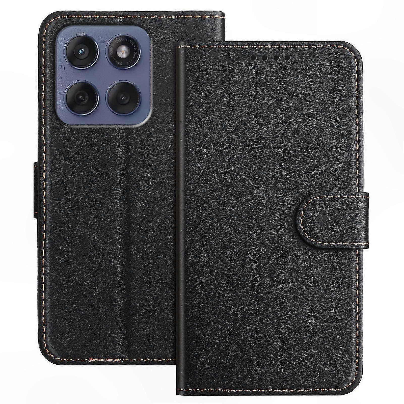 Leather Wallet Case with Stand for 5G Phone, Anti-Drop Solid Color Protective Cover Compatible with Edge 60 Fusion