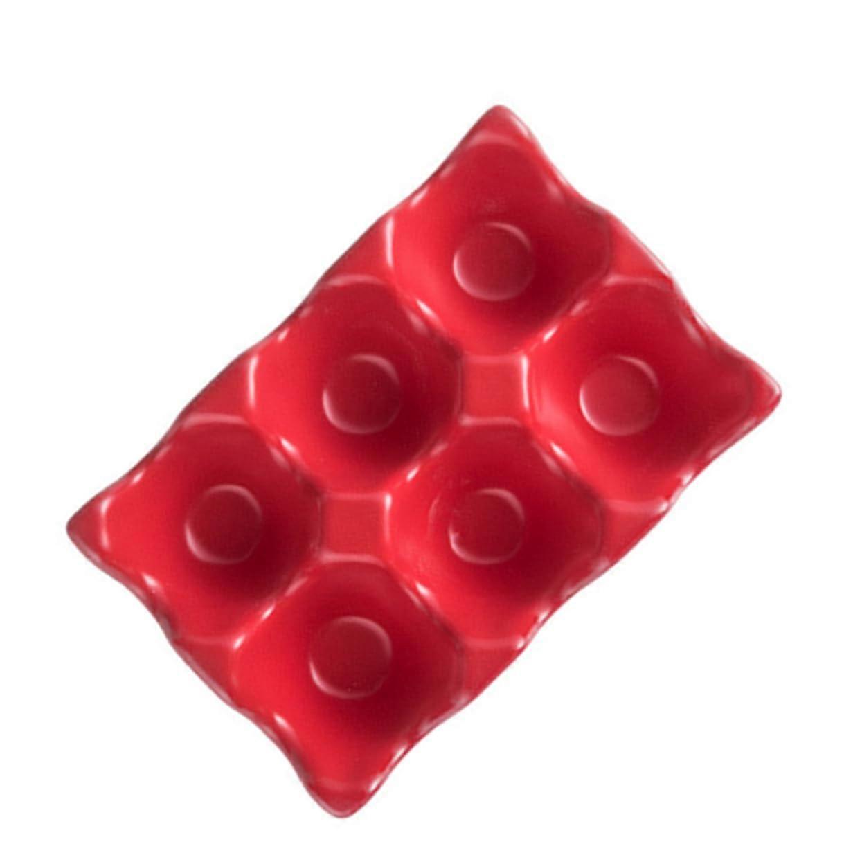 Ceramic Egg Holder  6Grid Egg Tray, Refrigerator Storage, Red Ceramic Egg Keeper, Kitchen Organizer