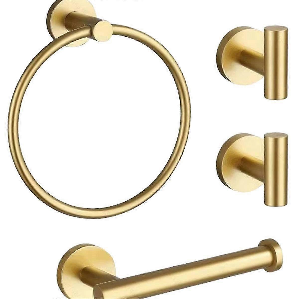4-Piece Bathroom Hardware Set with Toilet Paper Holder, Towel Ring, and Towel Bar for Home Storage