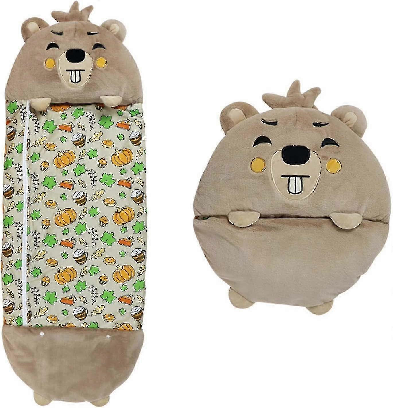 1pc Large Pillow And Sleeping Bag,soft Cartoon Animal 2 In 1 ,foldable Warm Camping,gophers,137 * 50cm