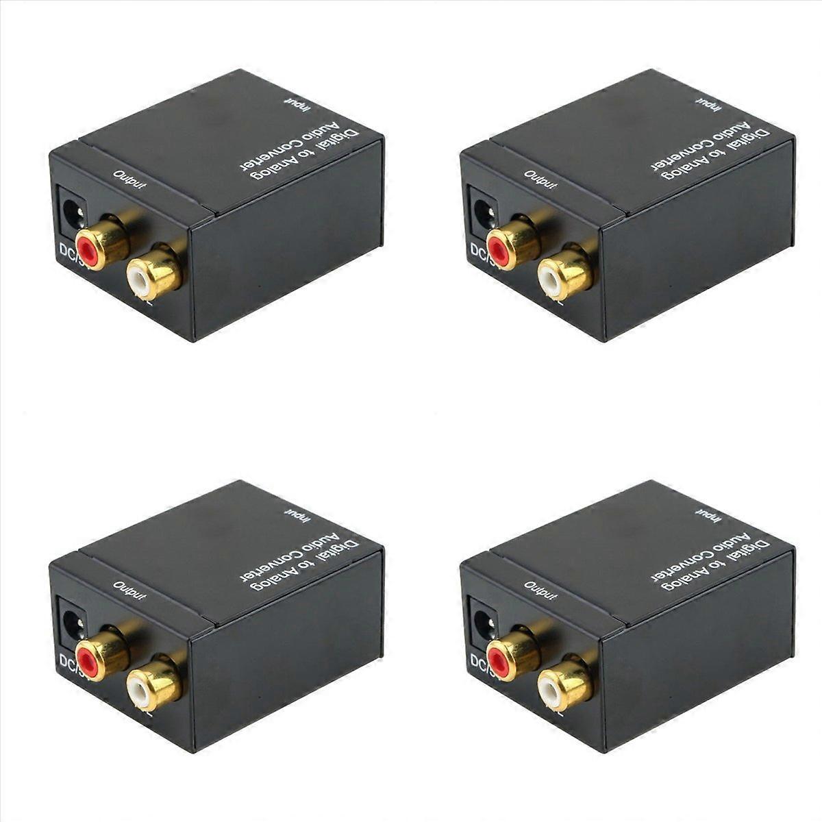 4X Digital Optical Toslink SPDIF Coax to Analog Audio Converter Adapter with Fiber Cable