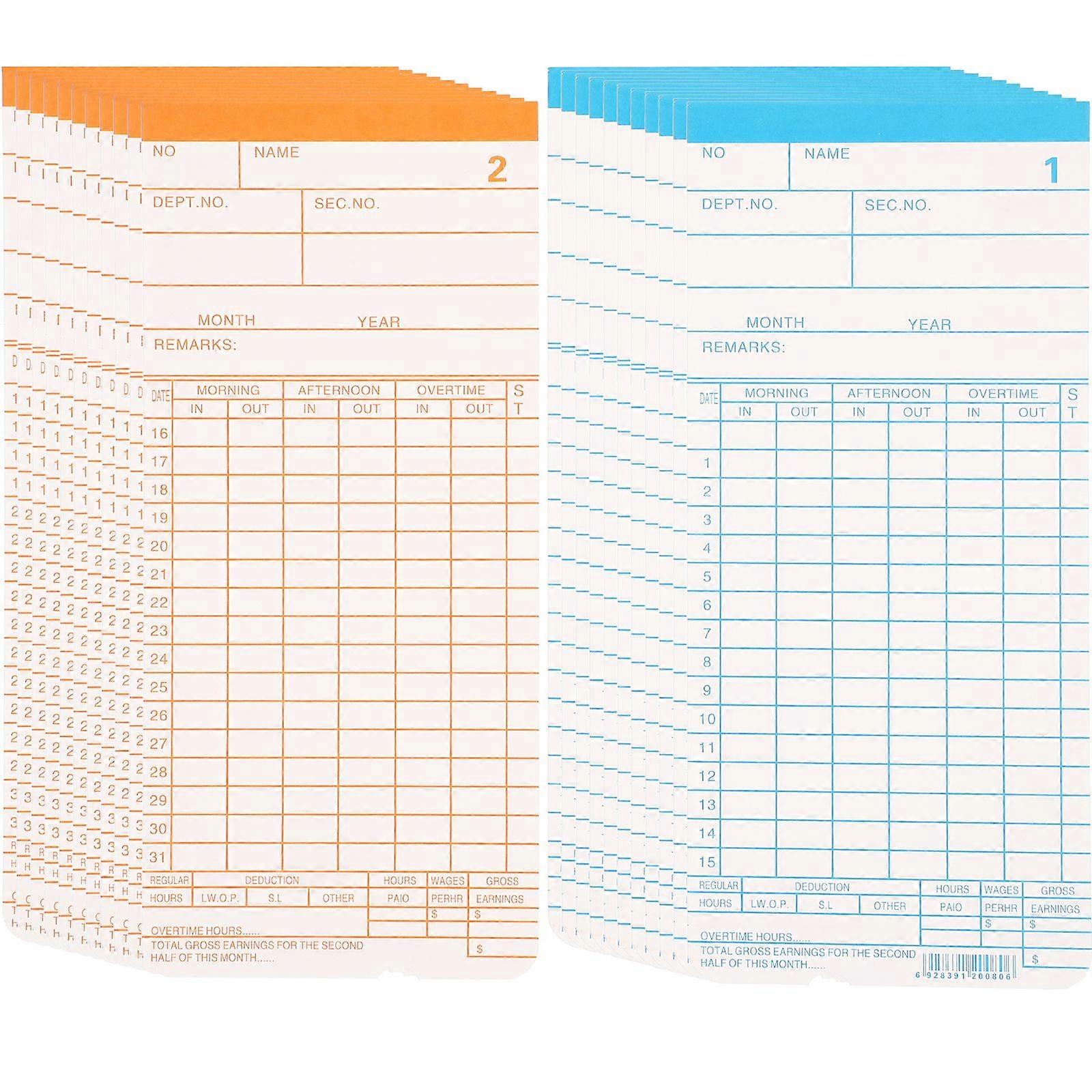 1 Set Engelse Tijdkaarten Dubbelzijdige Tijdkaarten Tijdpapieren Kaarten Aanwezigheidstijdkaarten