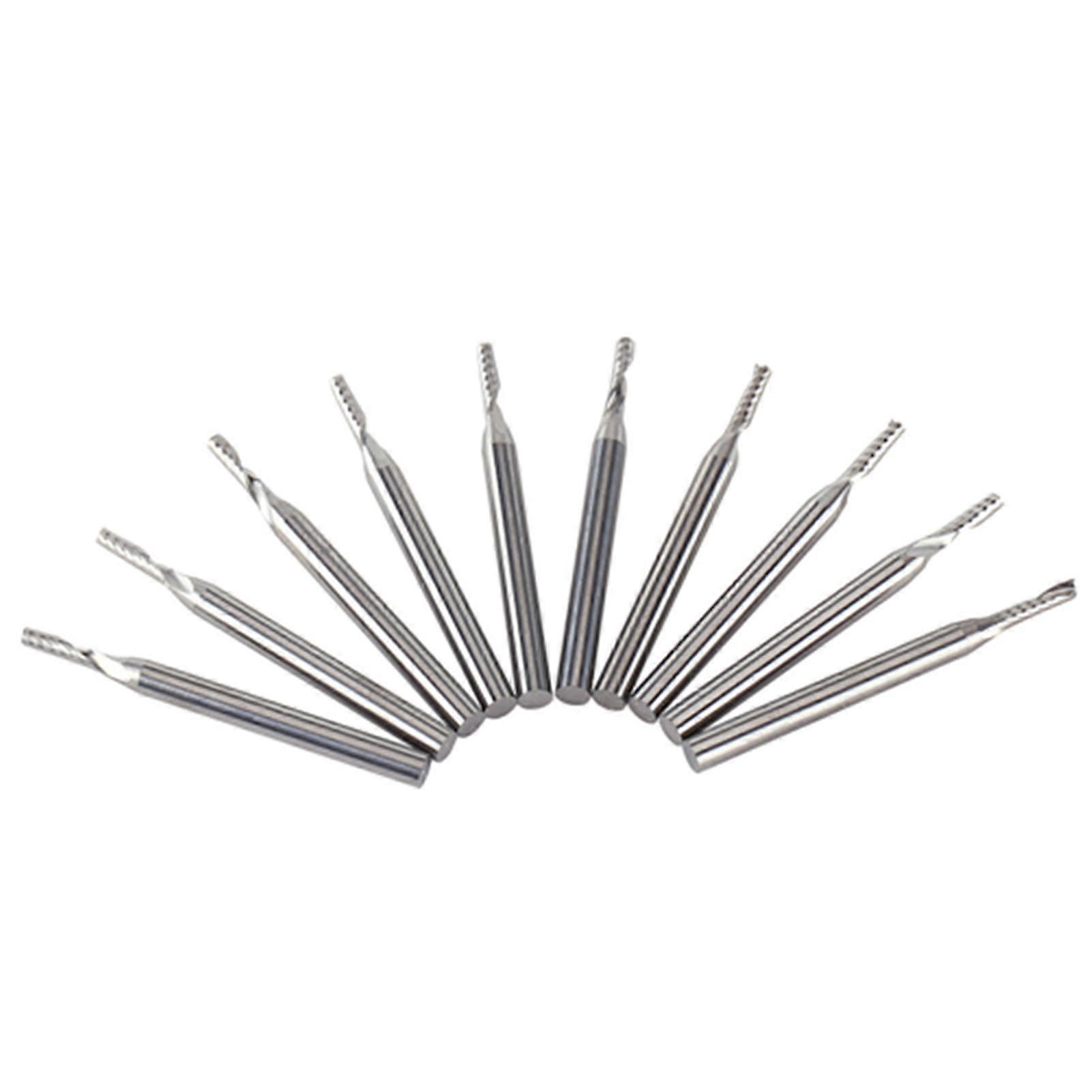 10pcs 1/8'' Shank Tungsten Carbide End Mill CNC Engraving Tools Single Flute Spiral Bit 26s