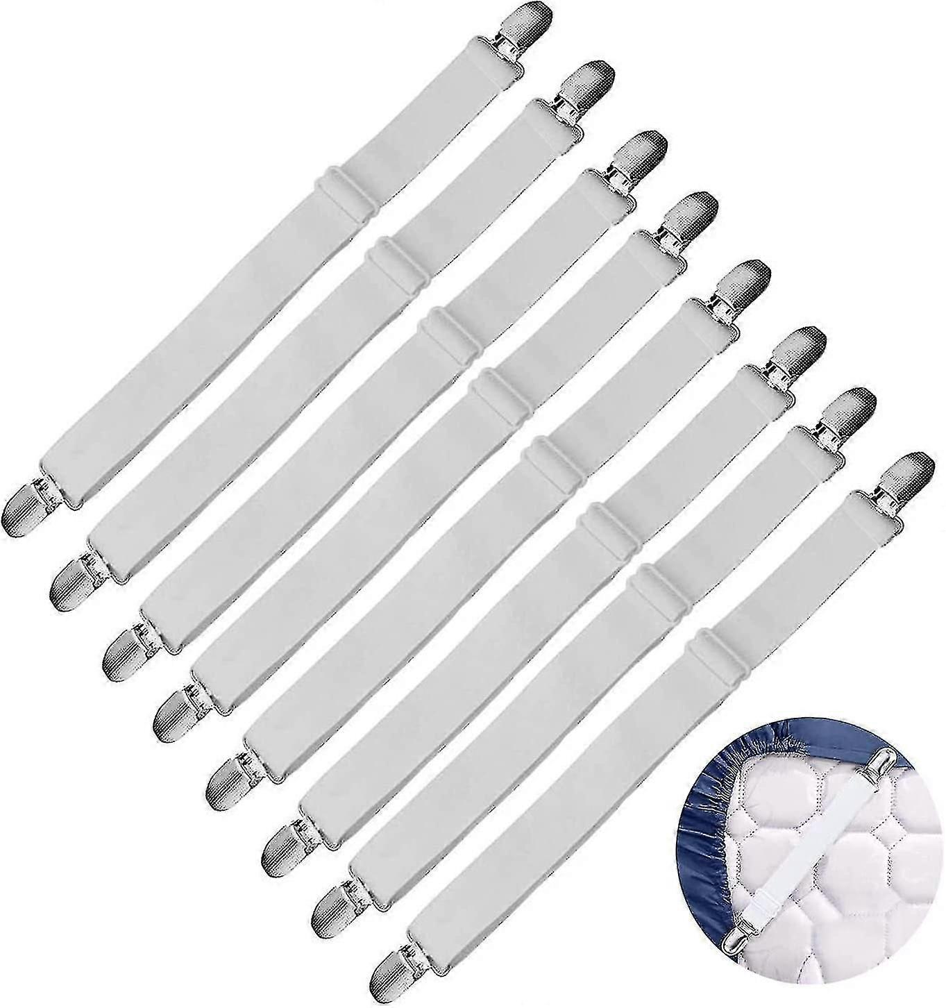 Adjustable Bed Sheet Clips, 8 Pack Adjustable Elastic Fitted Sheet Clips