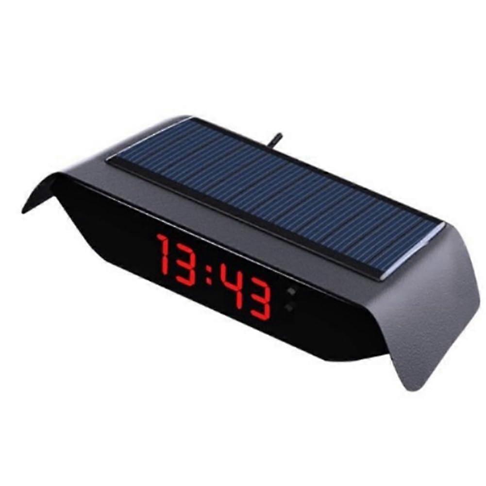Car Solar Powered Clock 24 Hour Time Display  Precision Electronic Clock Auto Brightness Thermometer Easy To Use