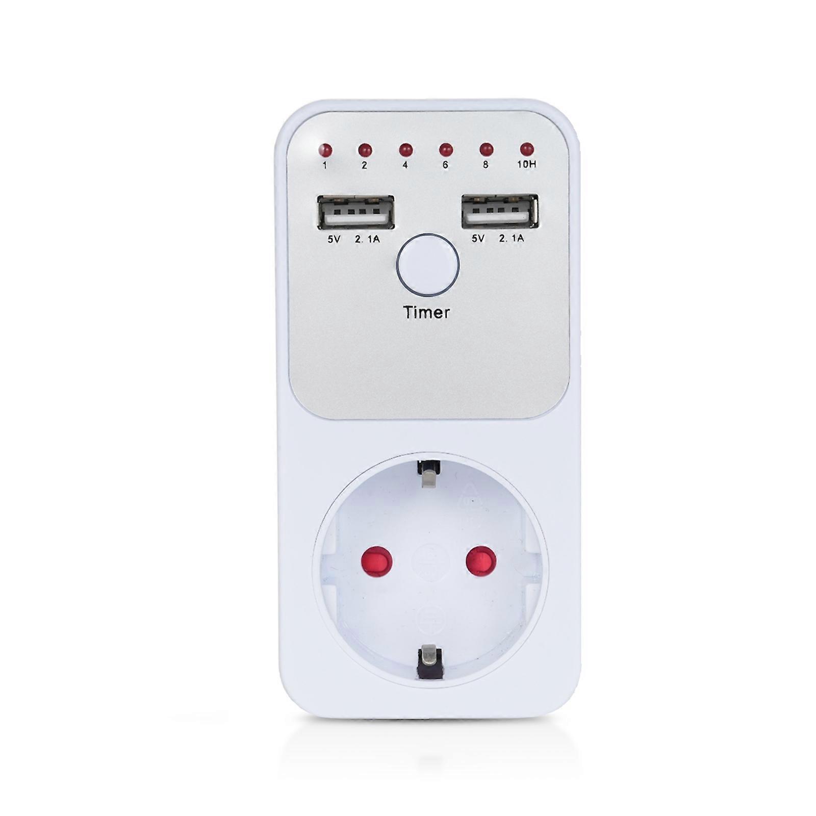 3680W Intelligent Programmable Countdown Timer Socket Electronic Timer Switch Surge Protector Outlet Dual USB Port with EU Plug