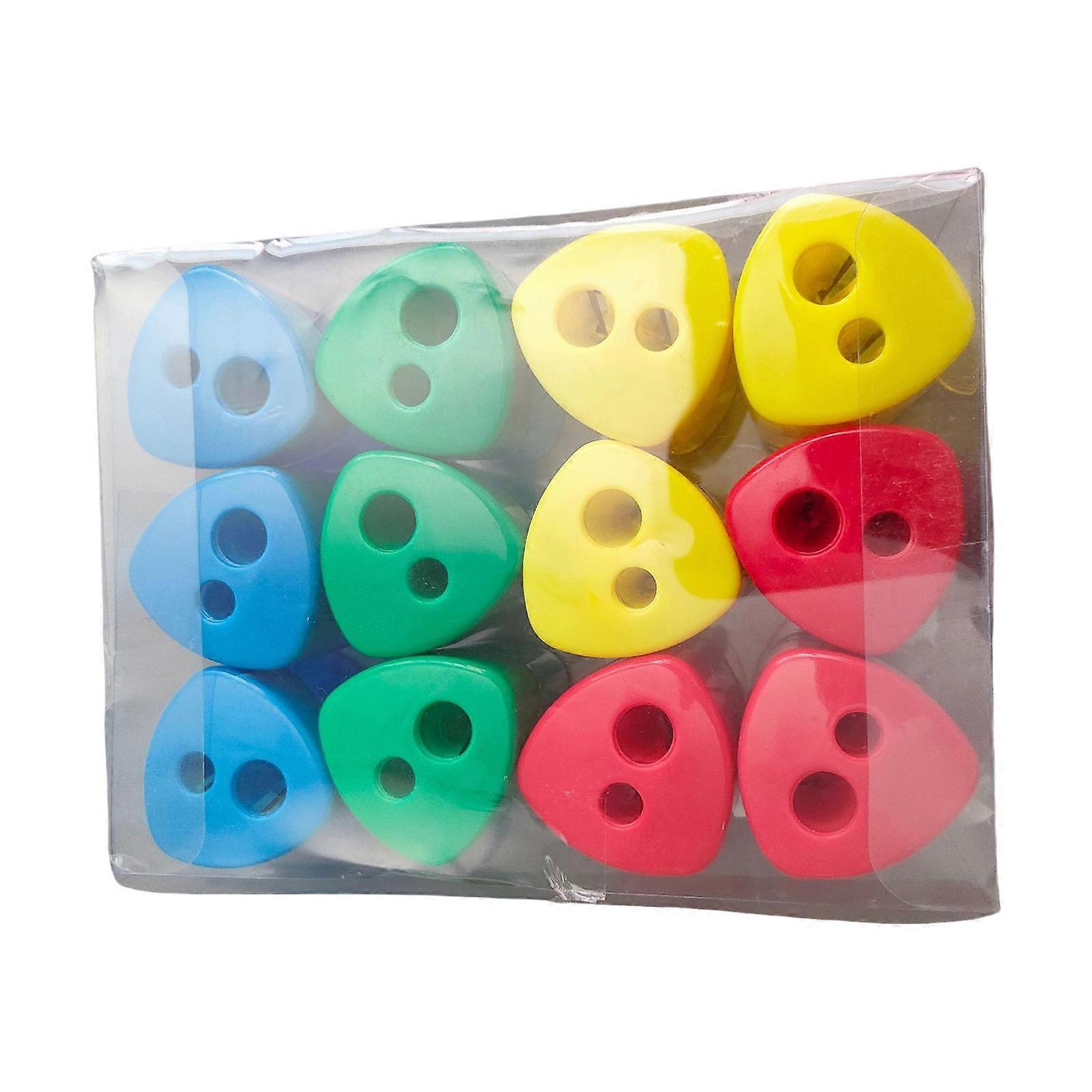 12Pieces Double Hole Pencil Sharpeners Manual Sharpener Stainless Steel Sharpening Tip Student Pencil Sharpener Tool Multicolor