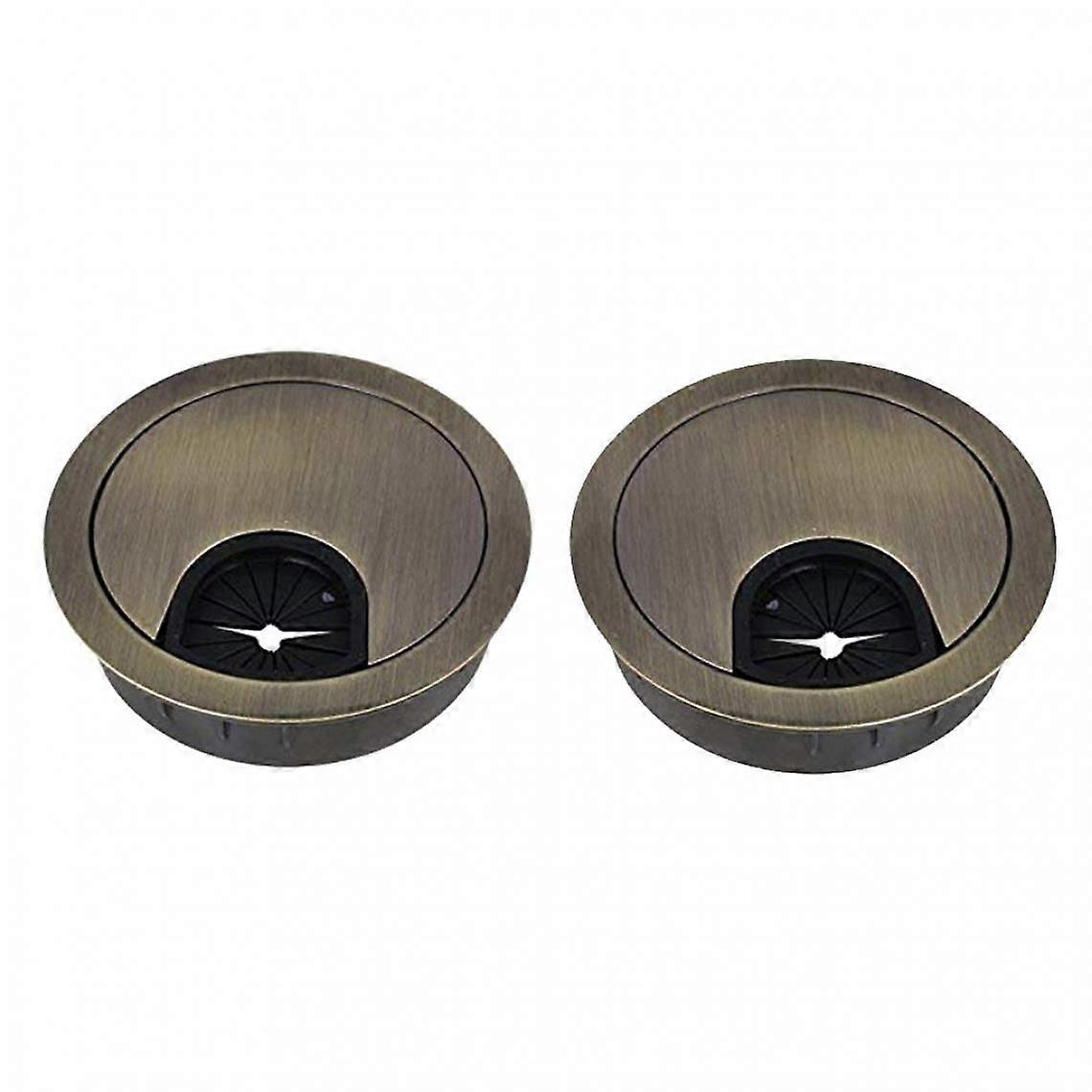 2pcs 60mmコンピューターデスクテーブルグロメットケーブル穴ワイヤーカバー銅