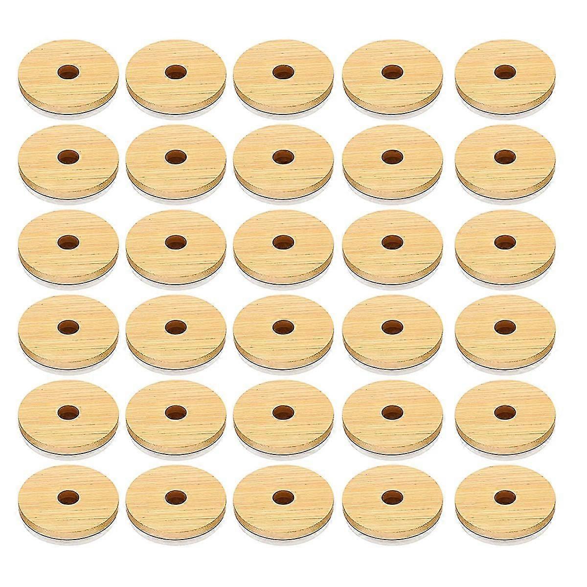 Bamboo Jar Lids With Straw Hole Reusable Jar Lids Leak Proof Glass Canning Drinking Storage Jars Ca