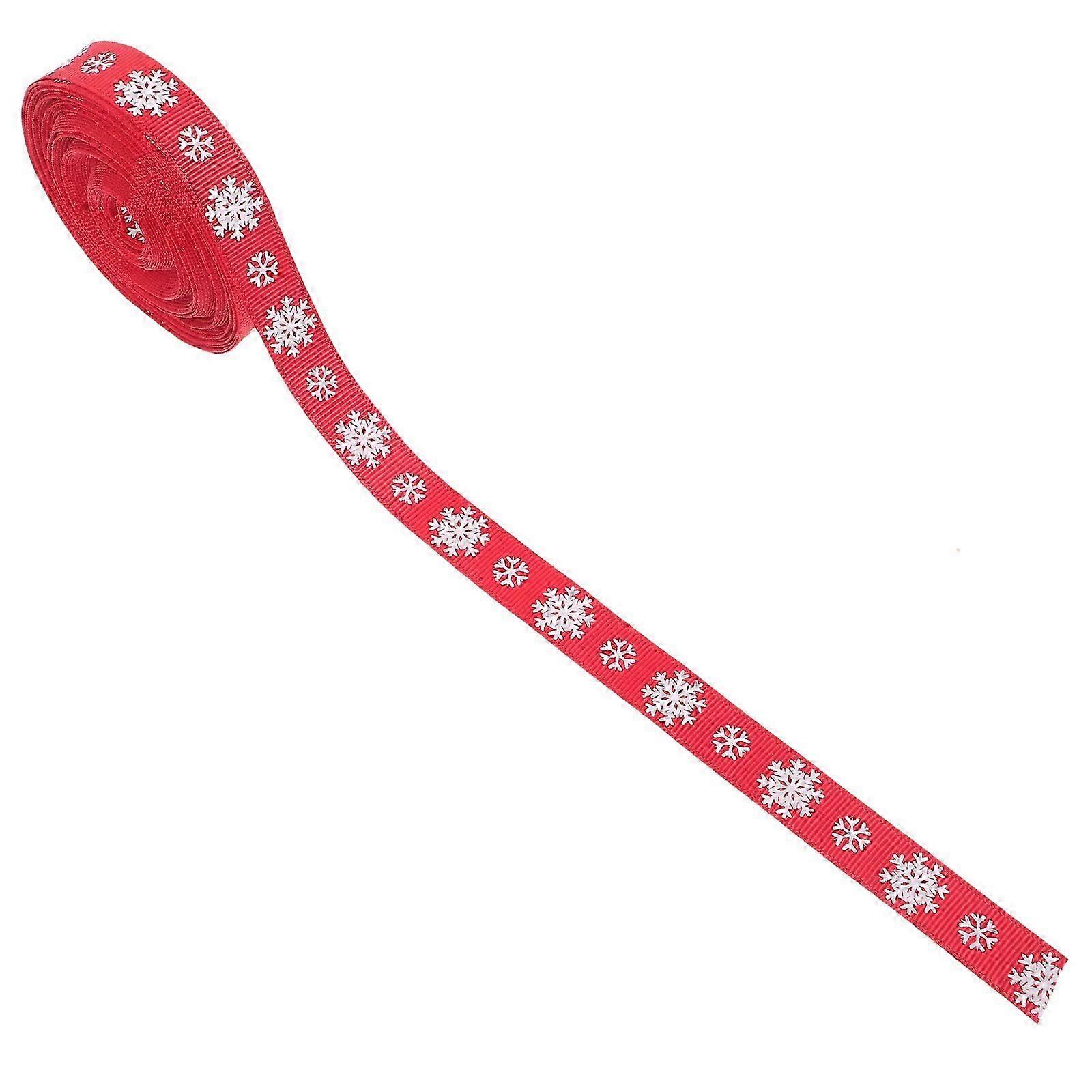 Snowflake Ribbon Christmas Ribbon for Gift Wrapping Red 2 Rolls