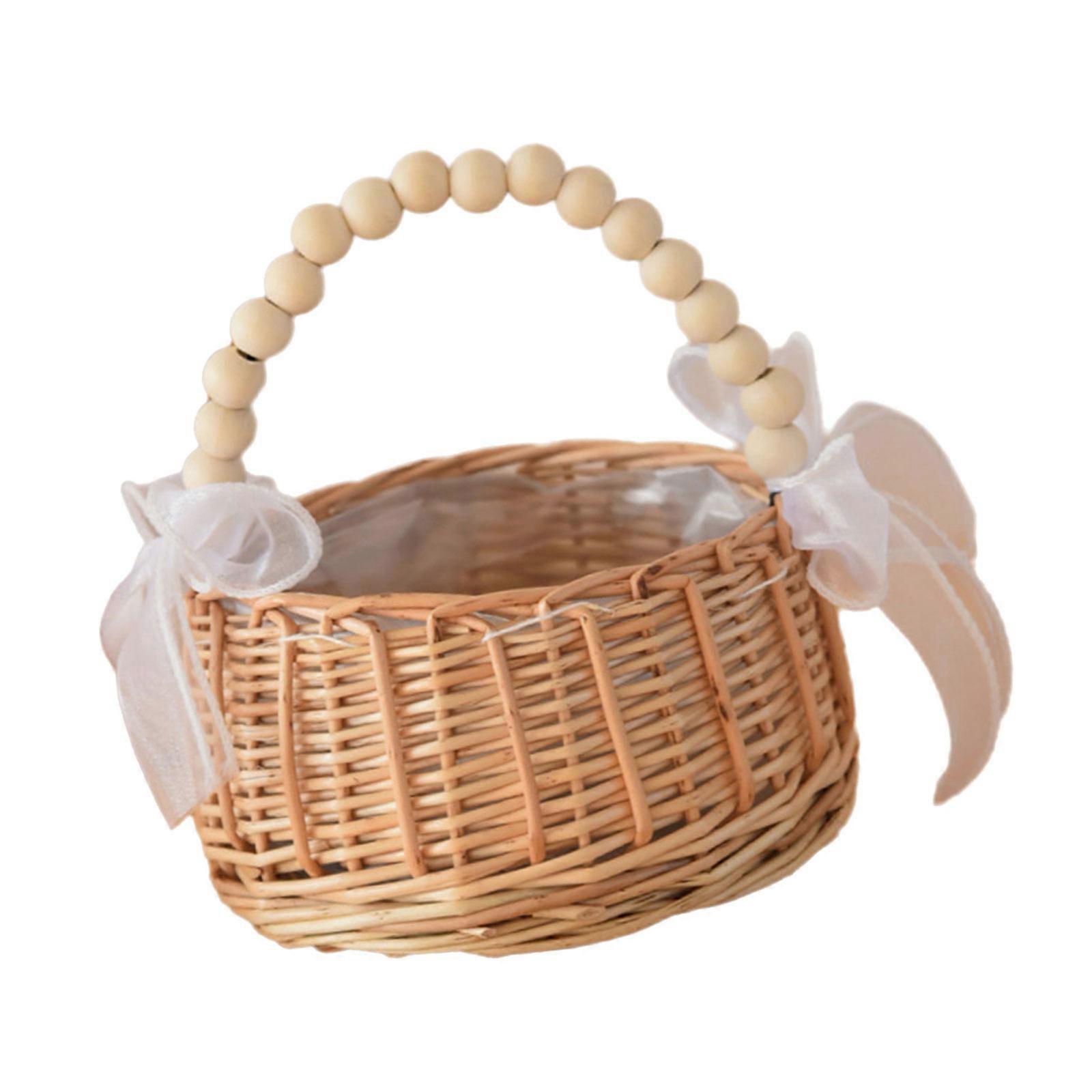 Handheld Artificial Decorative Basket Multipurpose Basket Wicker Handbag Basket for Home Decoration and Event Planning Multicolor
