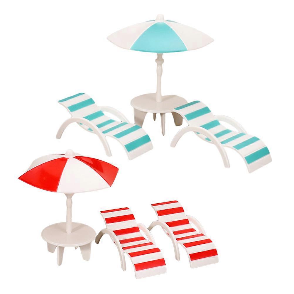 Mini Beach Chairs Dollhouse Accessories for Decoration 2Sets Plastic Design