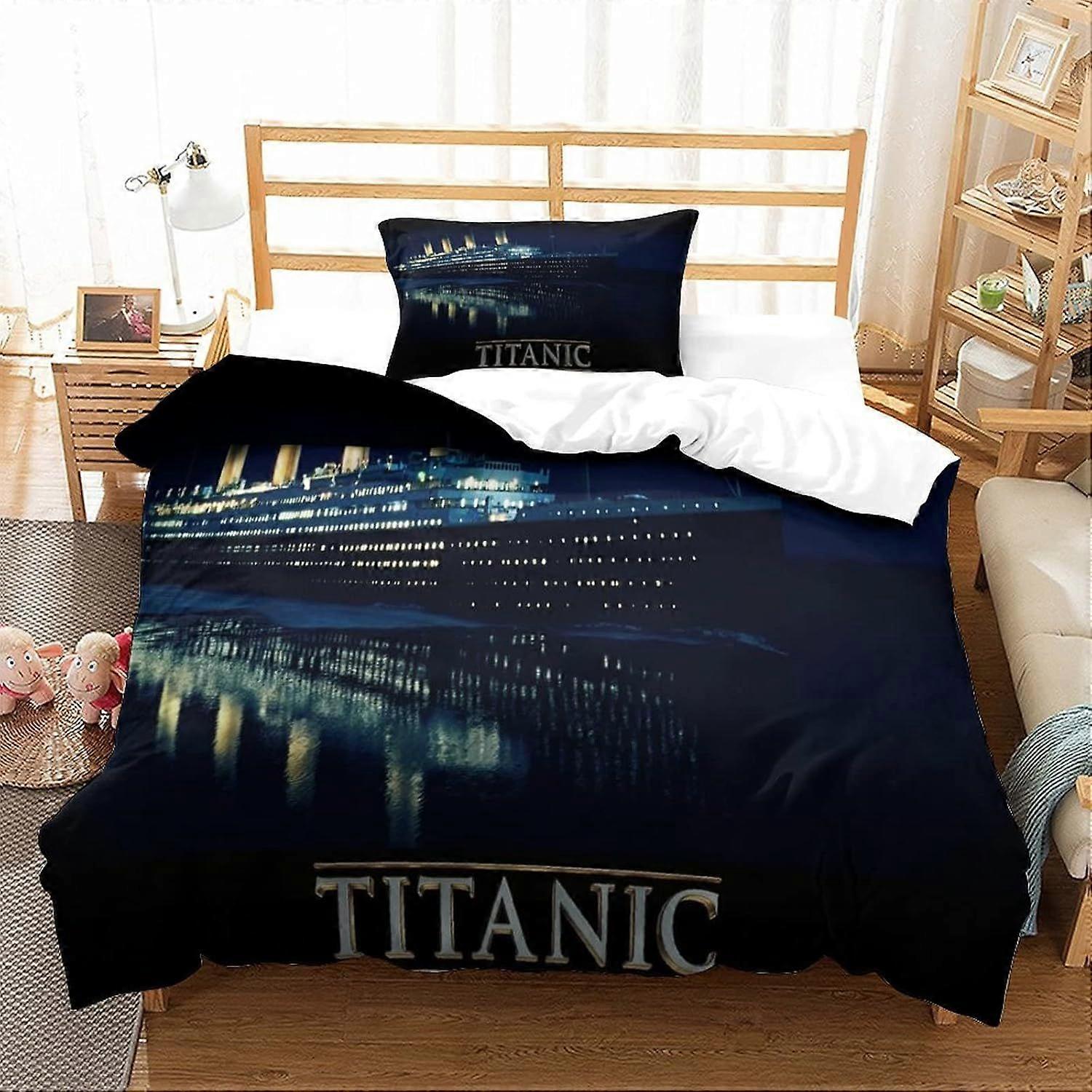 Jack e Rosa Titanic Rinted Roupa de cama filme edredom com fechamento de zíper Capa macia de colcha de microfibra meninos e meninas solteiros