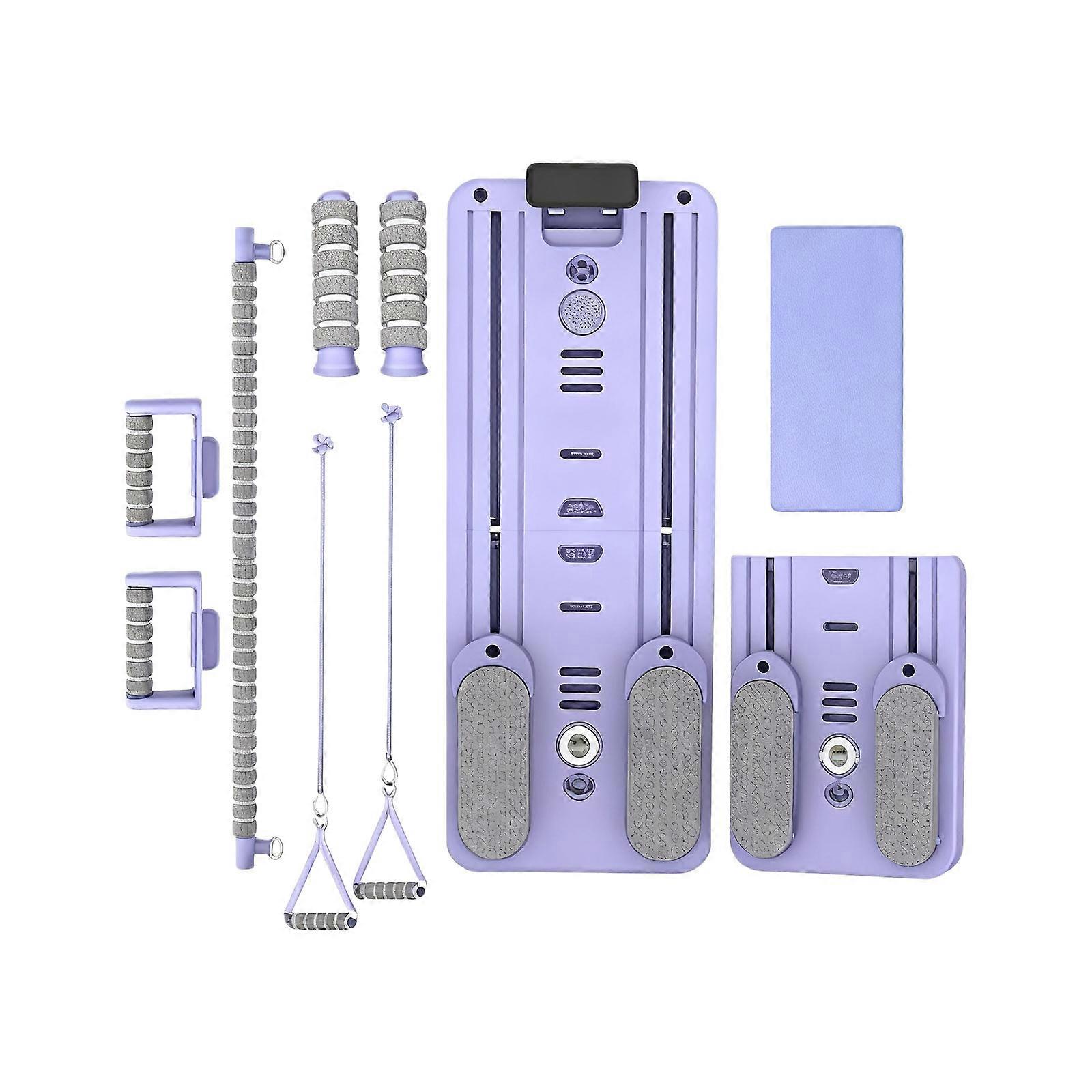 Practical Pilates Training Machine With Space Efficient Foldable Design and Adjustable Tension Rope For Home Workouts  Purple