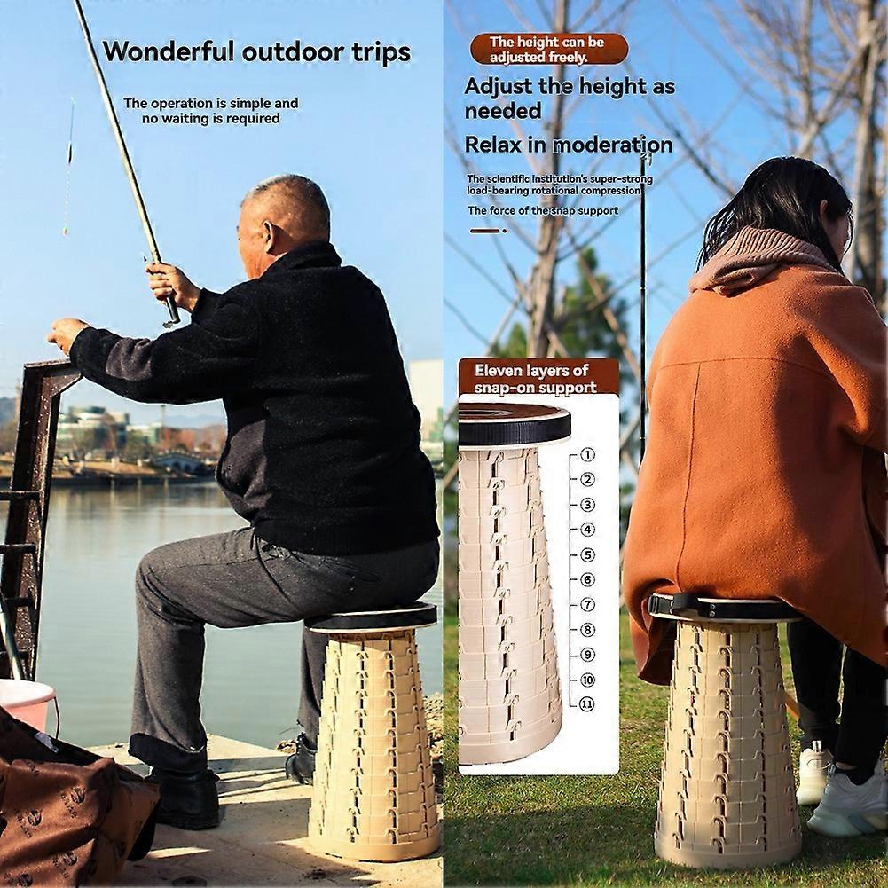 Outdoor Folding Stool with Soft Glue Queue Up Portable Telescoping Travel Camping Fishing Folding Telescopic Stool