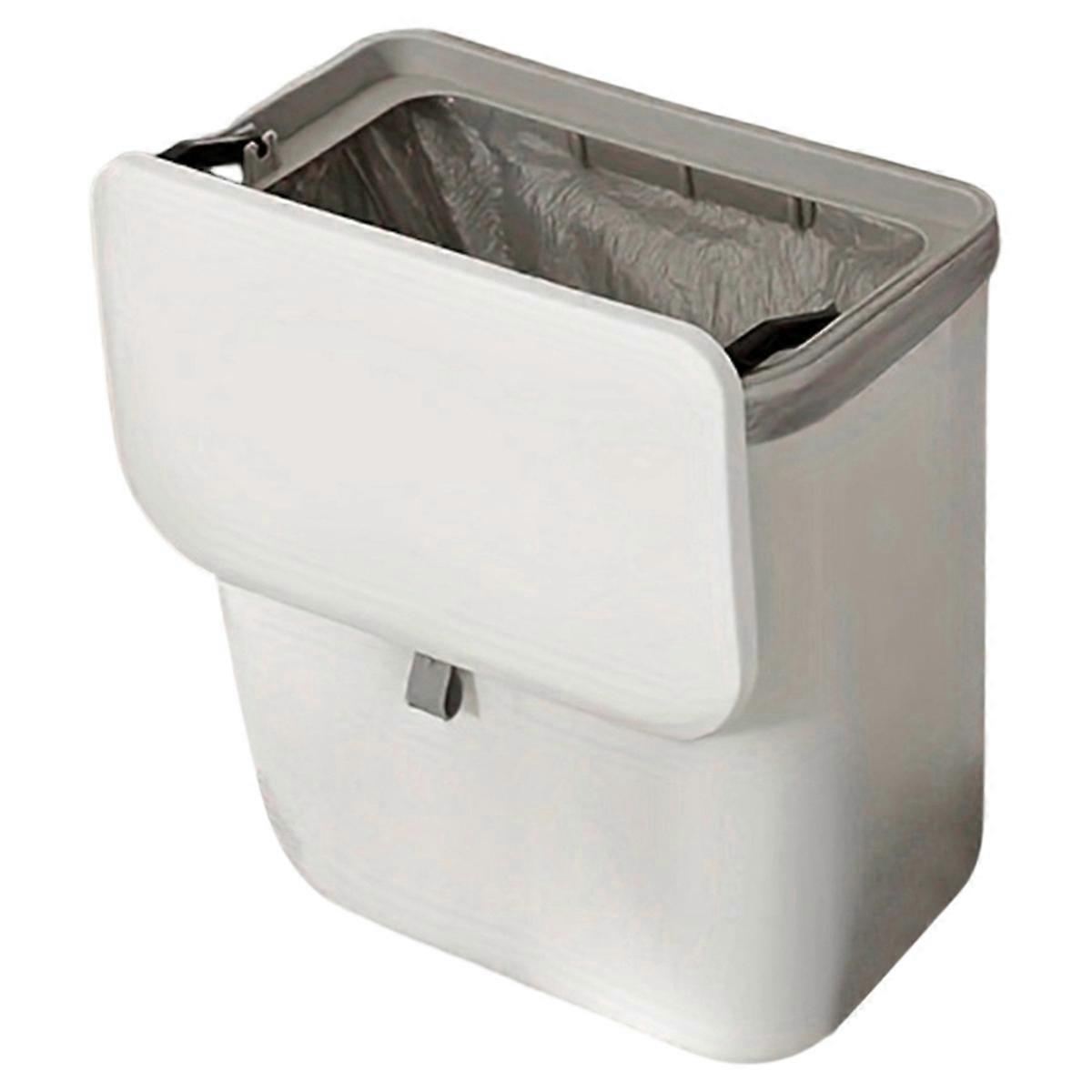 Effortless Cleanup Space White Wall-Mounted Trash Bin for Kitchen - Plastic, Multi-Functional Garbag