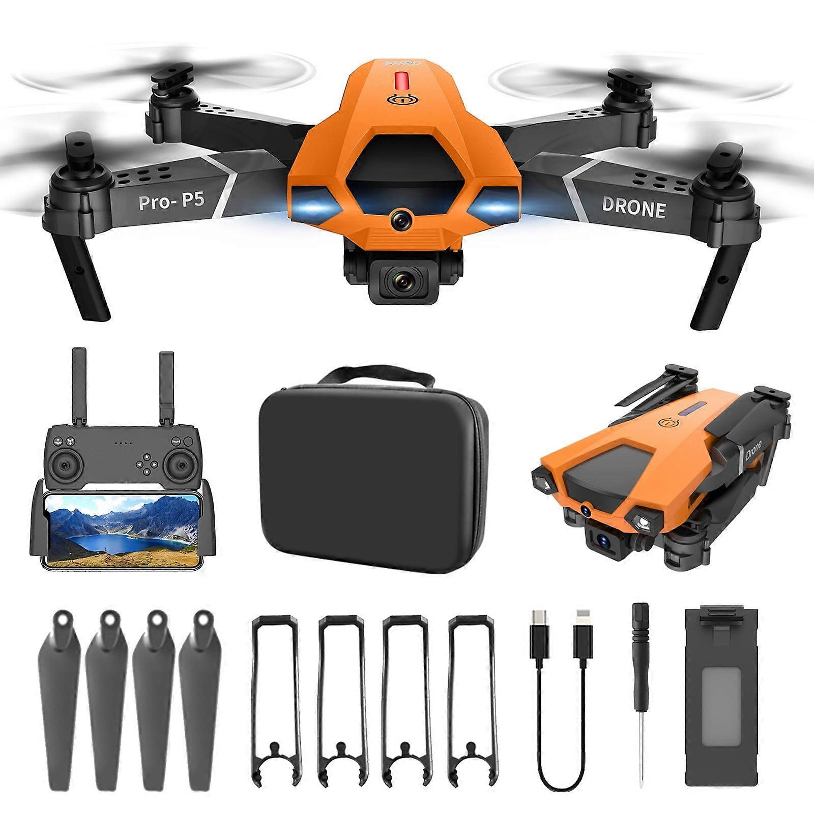 WJSXC Drone with Dual 1080P HD Camera, FPV Remote Control Toy with Altitude Hold, Headless Mode, Speed Adjustment, Orange - Compatible with Gifts for