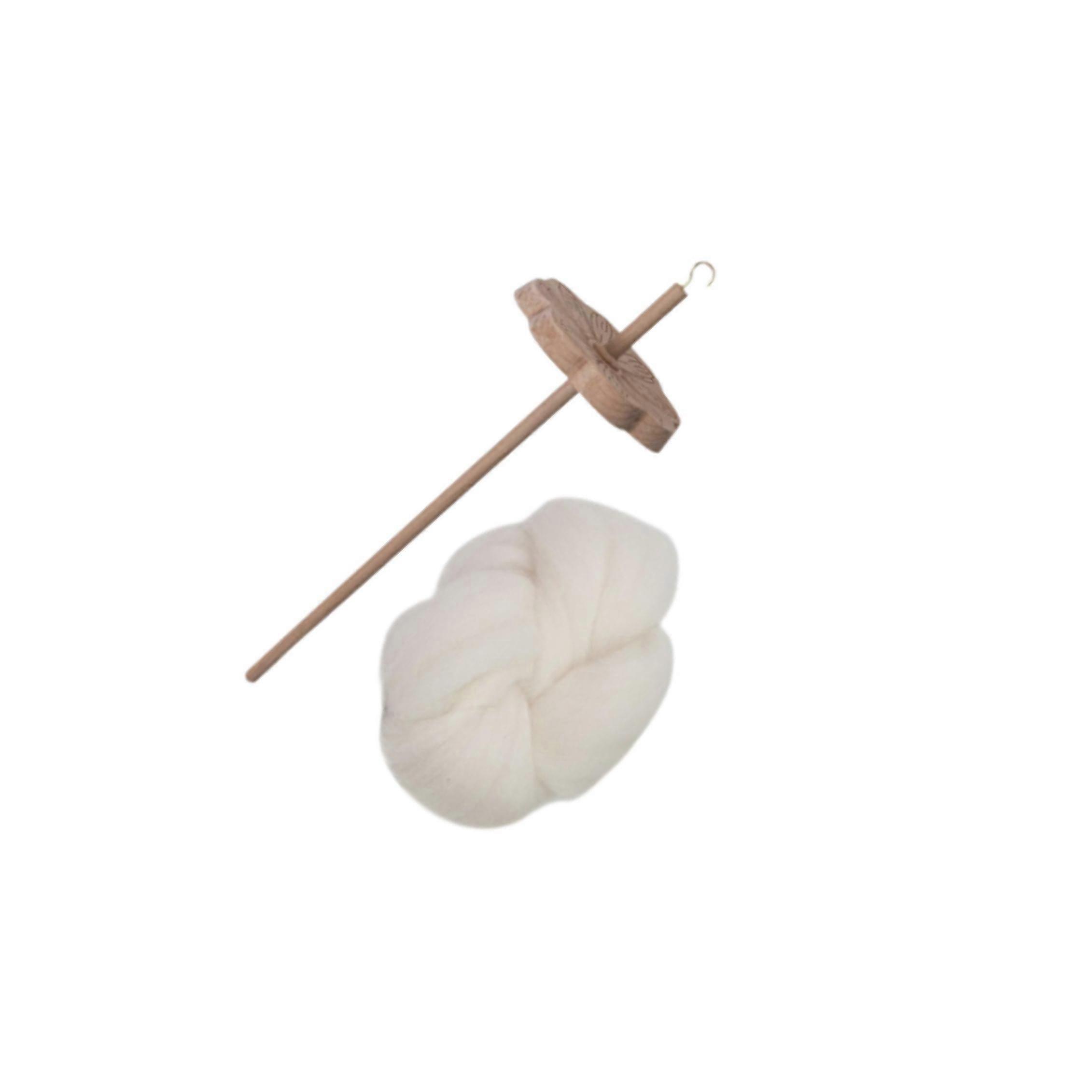 Drop Spindle Practical Portable Wood Top Whorl 1 Spindle with Wool