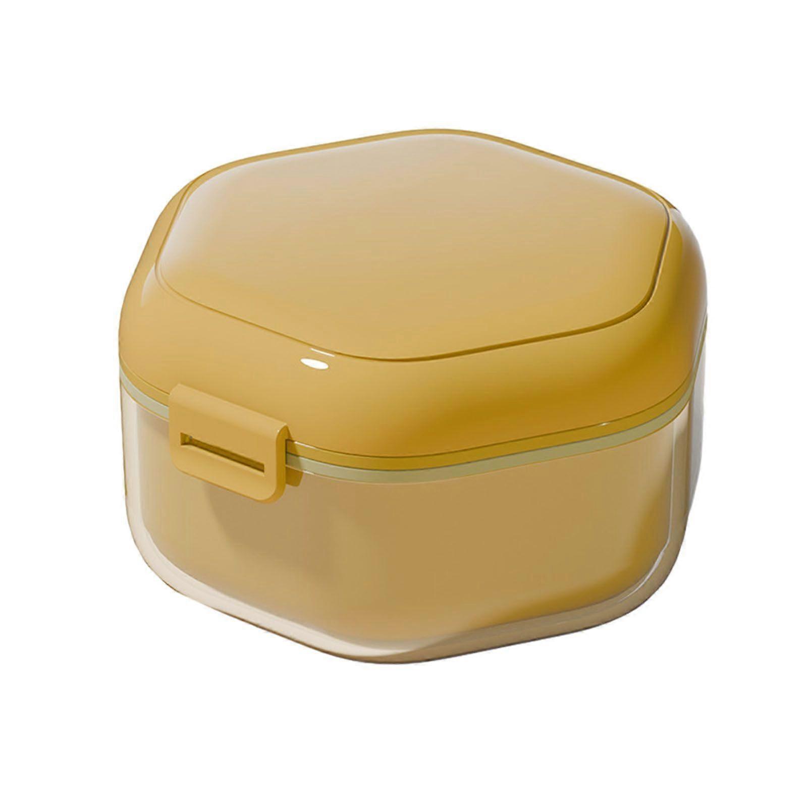 Double Layers Retainer Case Portable Soaking Denture Bath Box with Strainer Basket Invisible Brace Mouth Guard Dental Aligner Container Holder