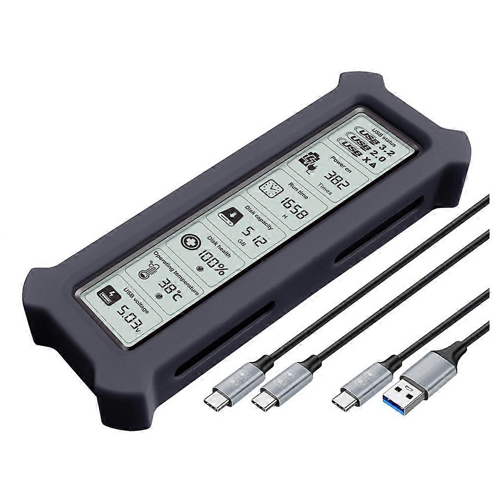 M.2 NVME SATA Dual Protocol SSD Enclosure with Display Screen USB Type C SSD Adapter for NVME SATA SSD Disk Box A