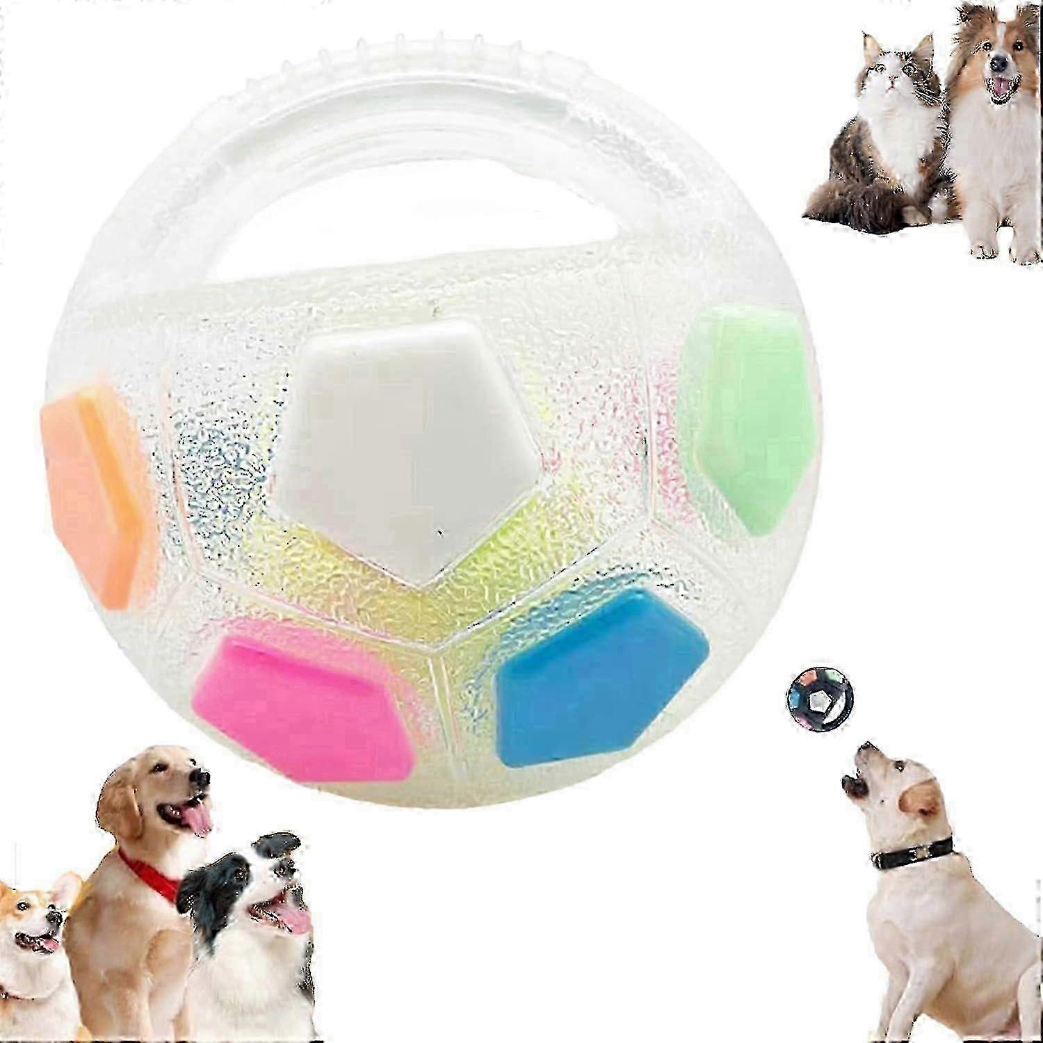 Dog Toy Ball with Handle - Durable Squeaky Fetch Ball for Medium & Large Dogs, Floating Interactive Chew Toy for Water Play, Training & Outdoor