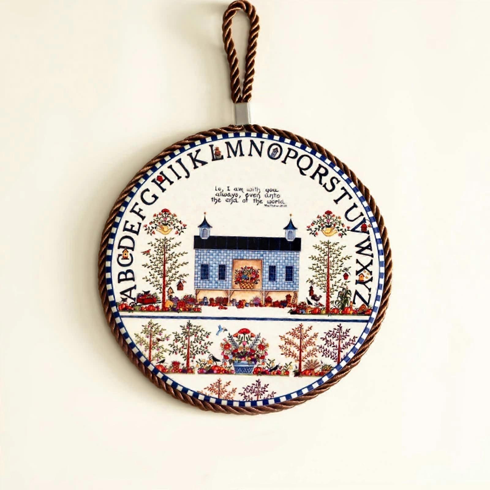 Ceramic Placemats Heat Resistant Geometric Design Round Dining Table Mat Durable Easy Clean