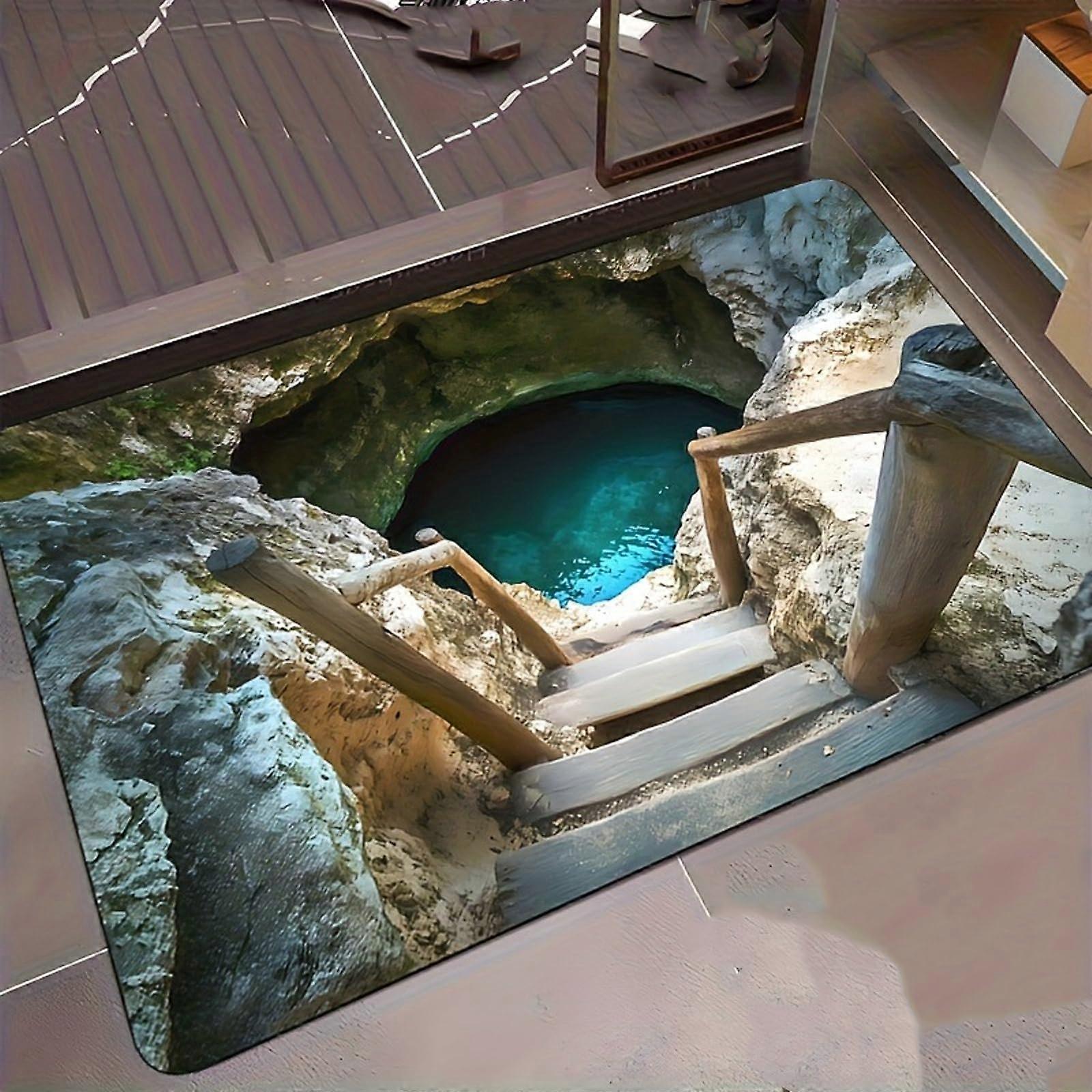 3D Optical Illusion Rug Funny 3D Hole Carpet for Pets NonSlip Easy Clean 50x80cm Style 13