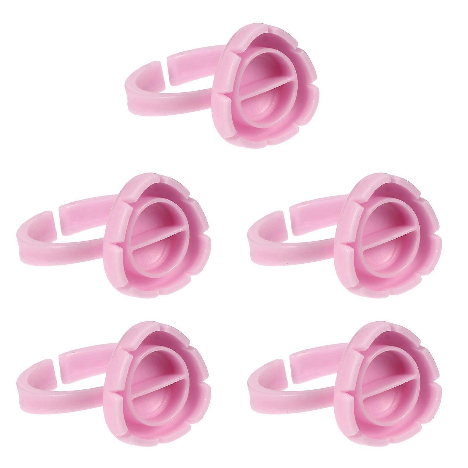 Pink Lash Holder Ring Cup Plastic for Eyelash Extension Makeup Tool 100Pcs