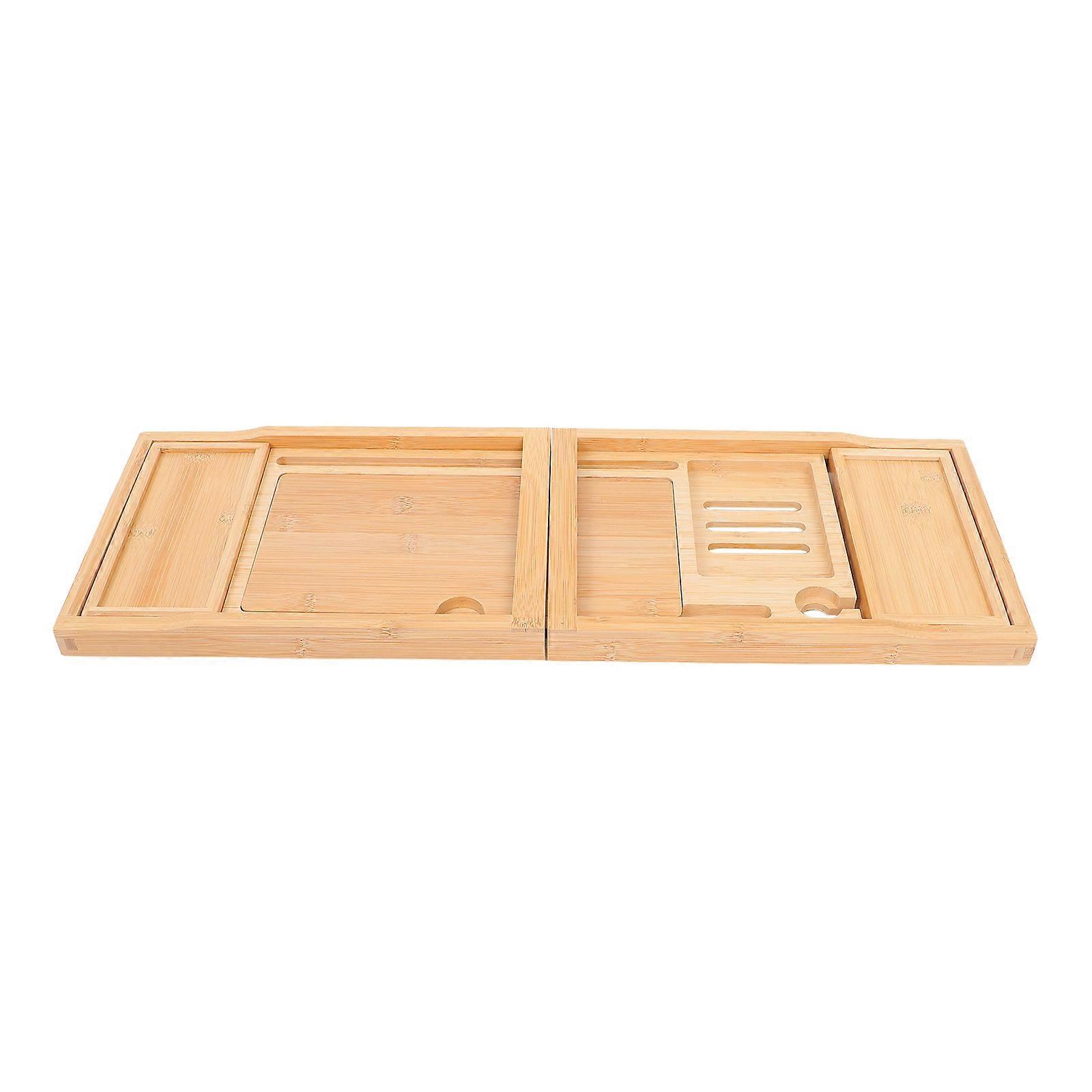 Bathtub Organizer Adjustable Bamboo Tray with Phone Stand