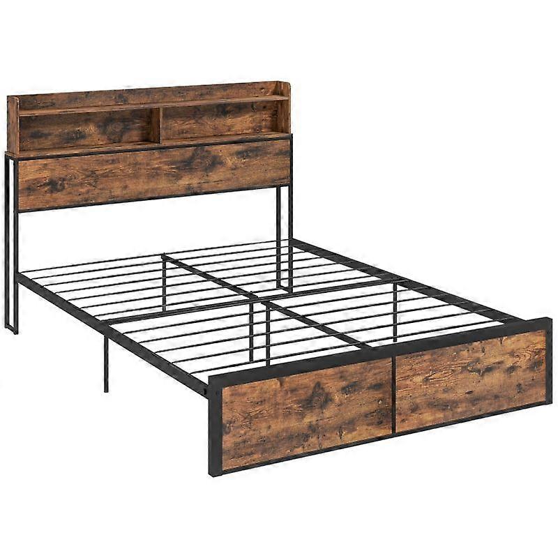 Industrial King Bed Frame with Storage Headboard and Base
