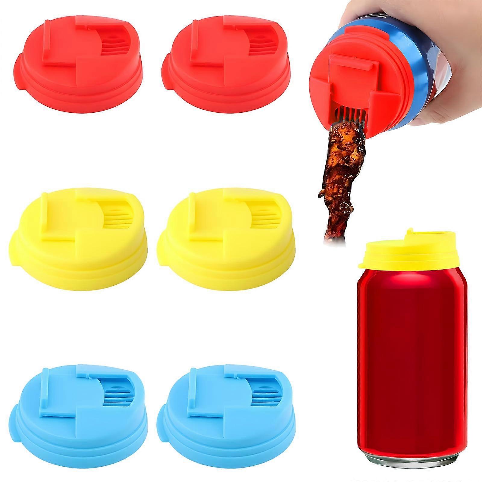 6 PCS Reusable Soda Can Lids Leakproof Covers Keep Drinks Fizzy MultiColor Caps for Travel