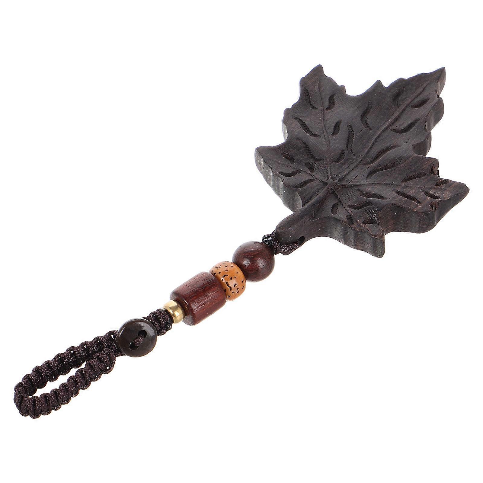 Wooden Maple Leaf Keychain with Antiloss Function Pendant
